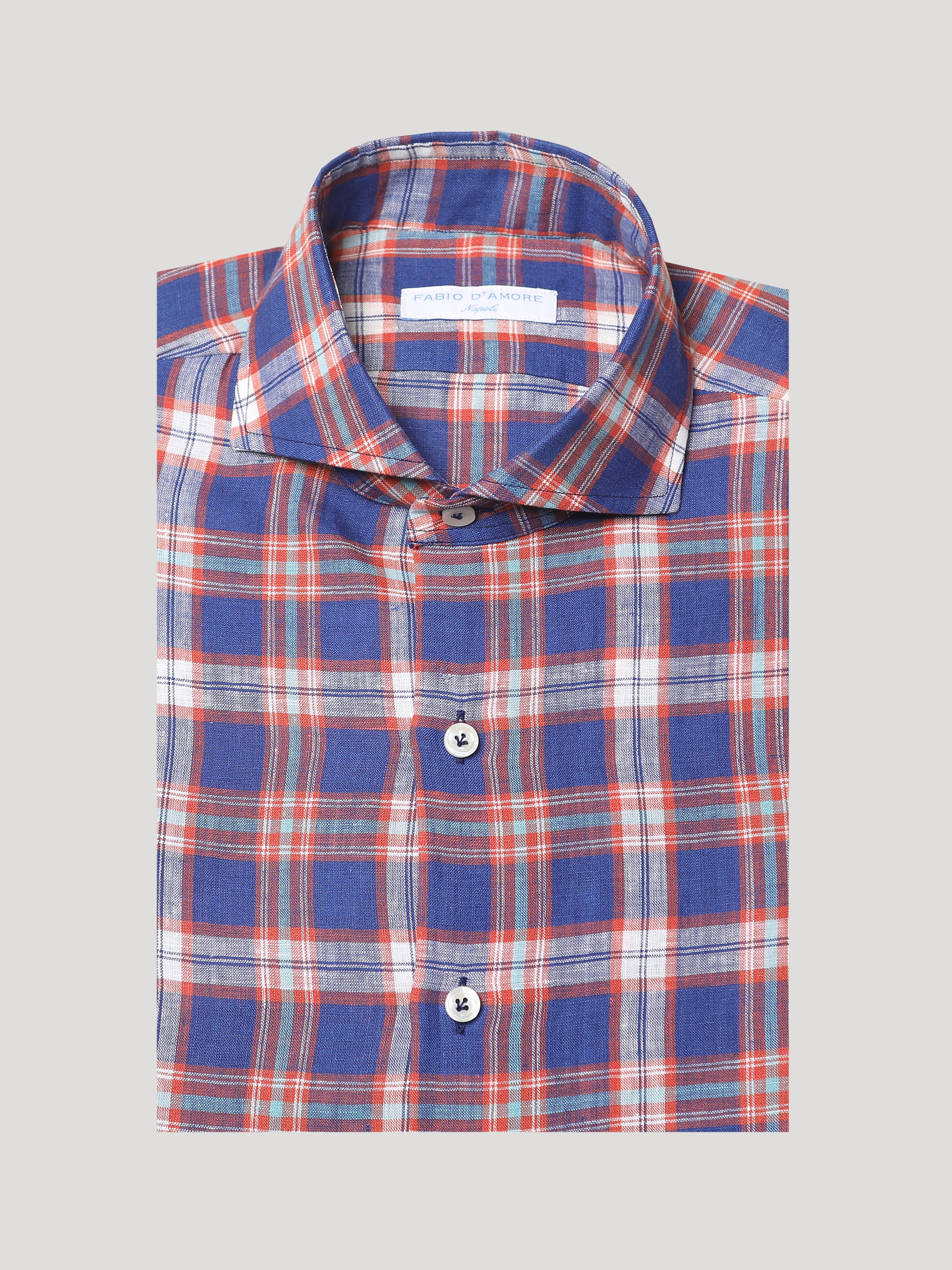 Camicia Slim Sartoriale Di Lino Collo Mezzo Francese Soft Made In Italy