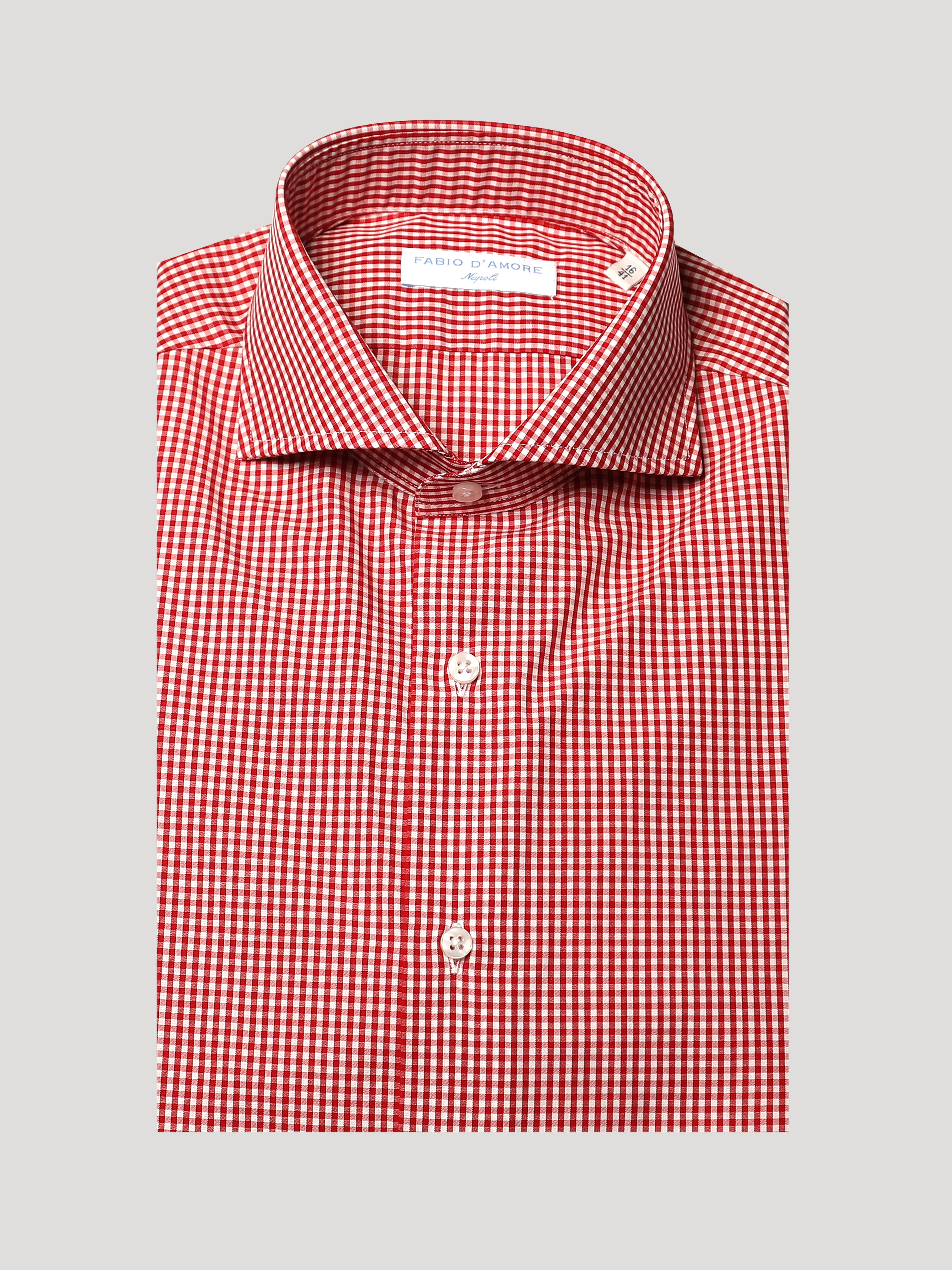 Camicia Slim Sartoriale Collo Mezzo Francese Scout Rosso Made In Italy