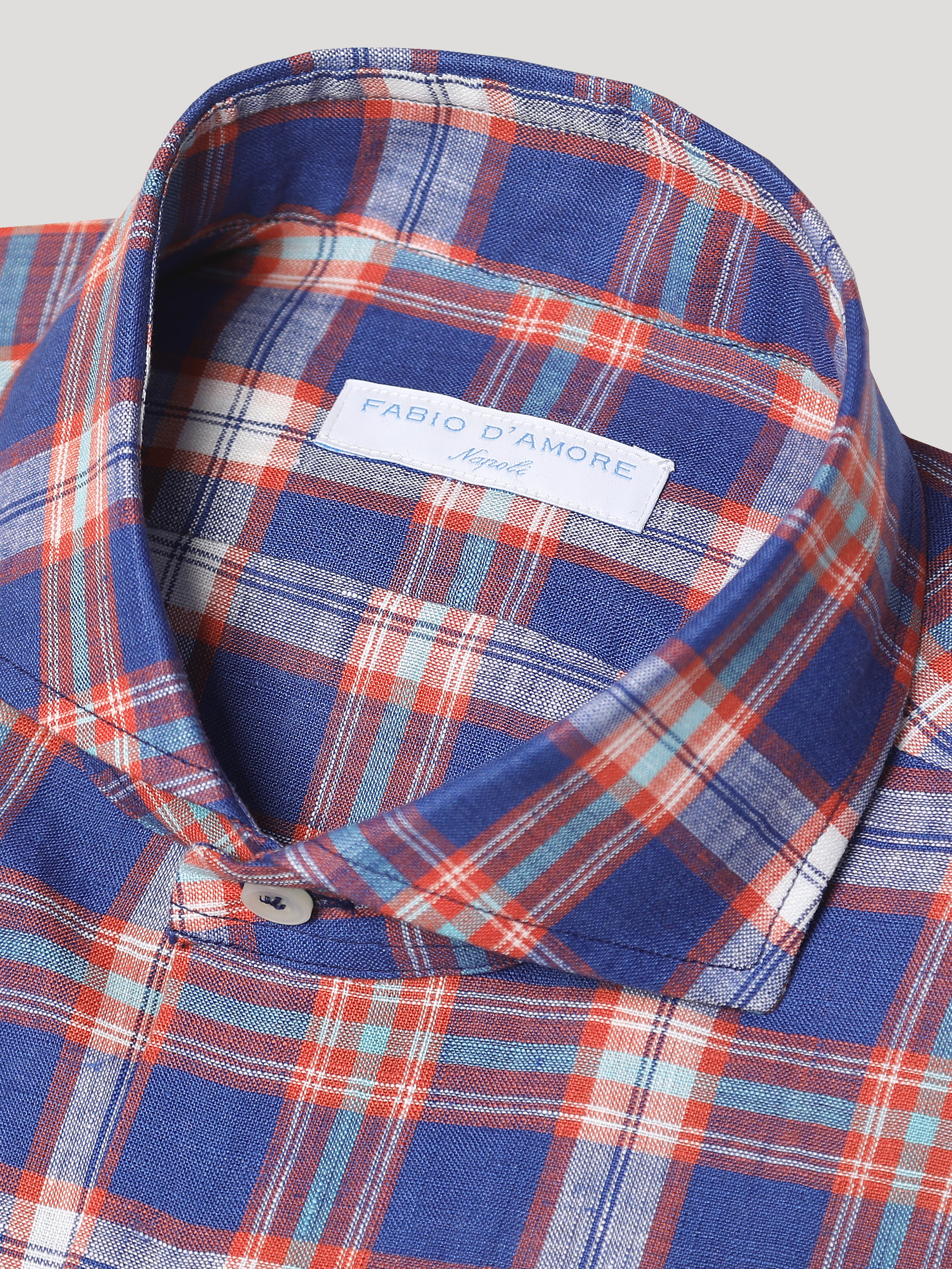 Camicia Slim Sartoriale Di Lino Collo Mezzo Francese Soft Made In Italy