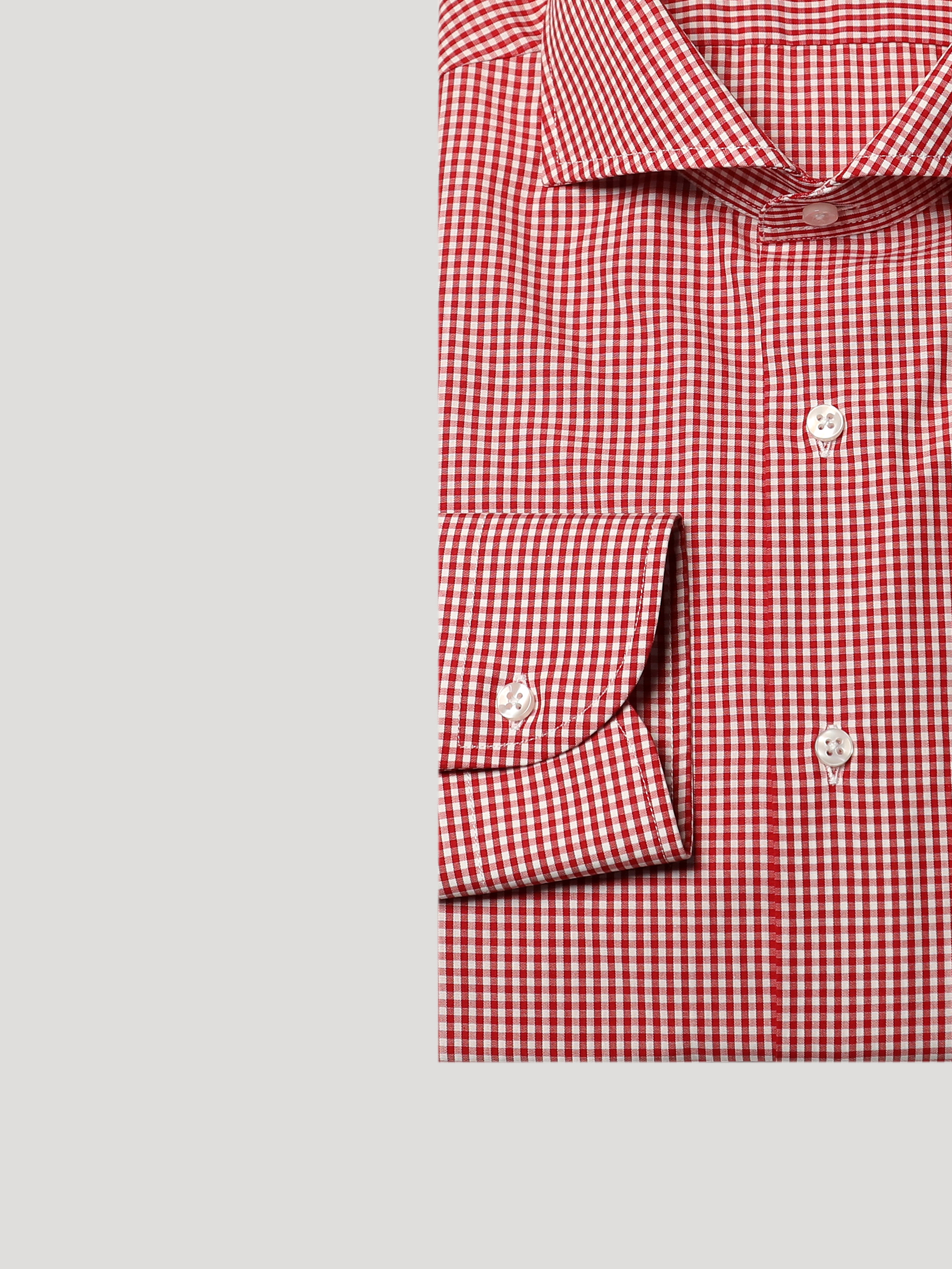 Camicia Slim Sartoriale Collo Mezzo Francese Scout Rosso Made In Italy