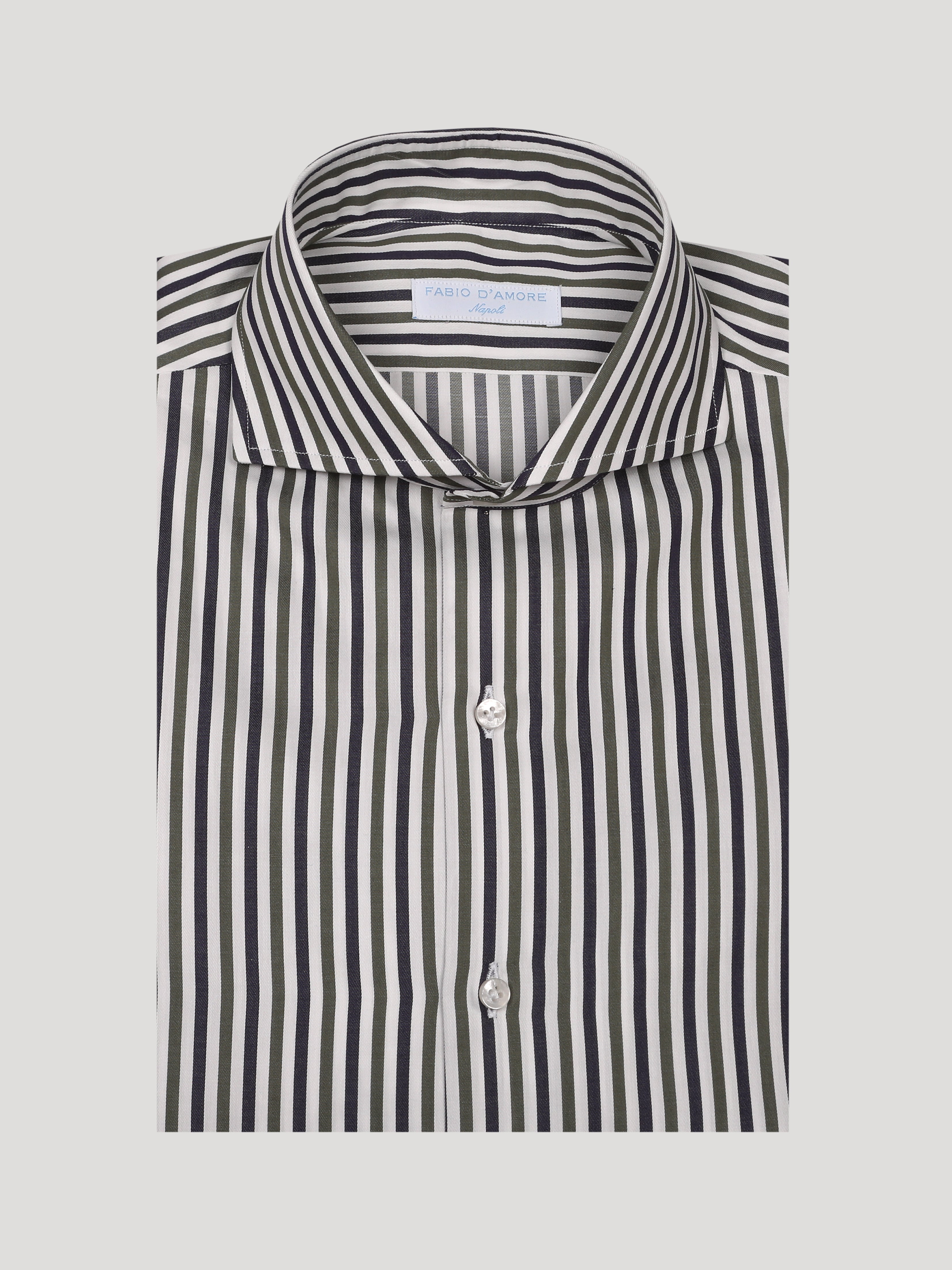 Camicia Slim Sartoriale Collo Mezzo Francese Soft Made In Italy Stelvio Verde