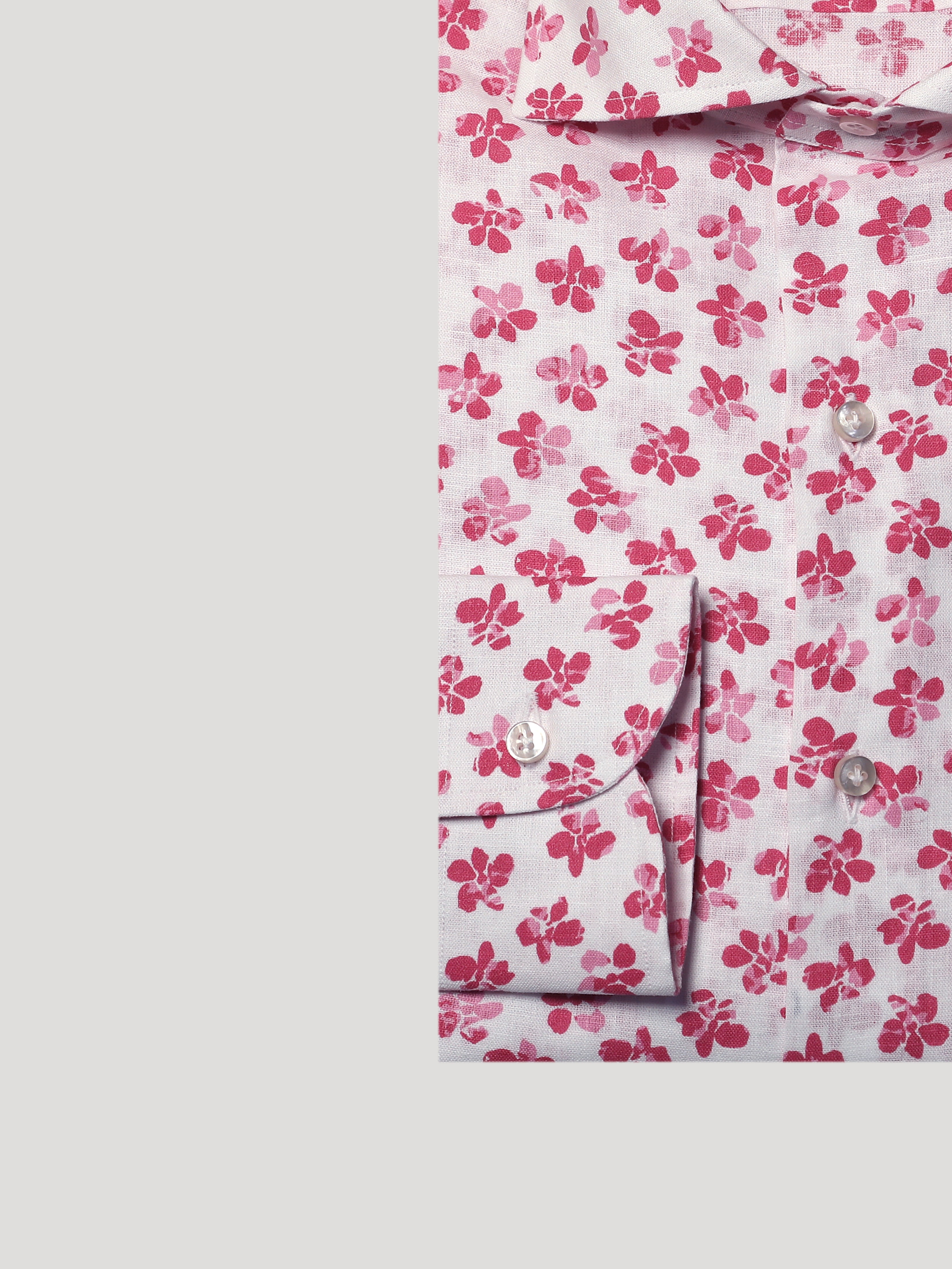 Camicia Regular fit Sartoriale Collo Mezzo Francese Soft Quadrifoglio Fuxia Cotone&Lino Made In Italy