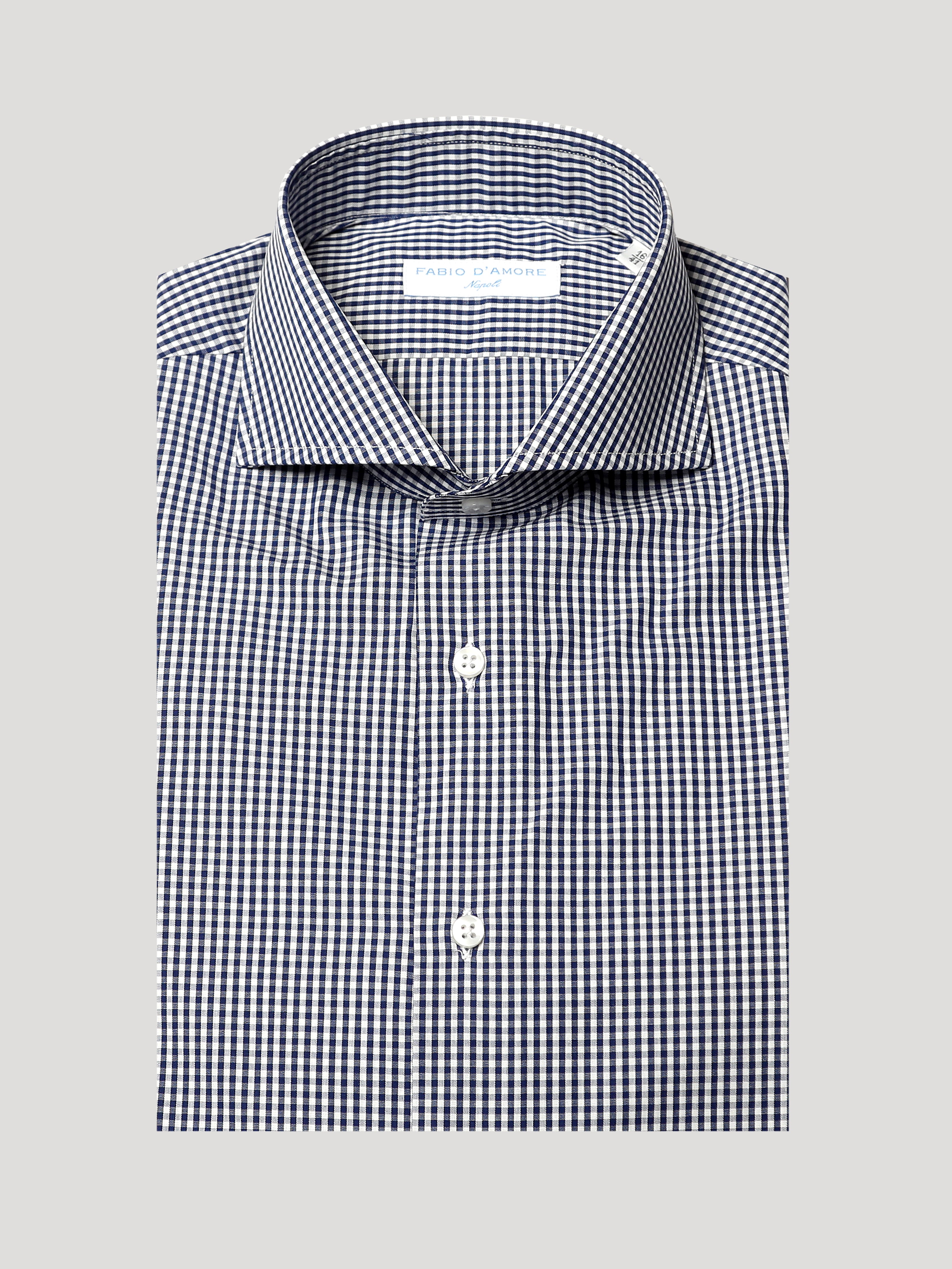 Camicia Slim Sartoriale Collo Mezzo Francese Scout Blu Made In Italy