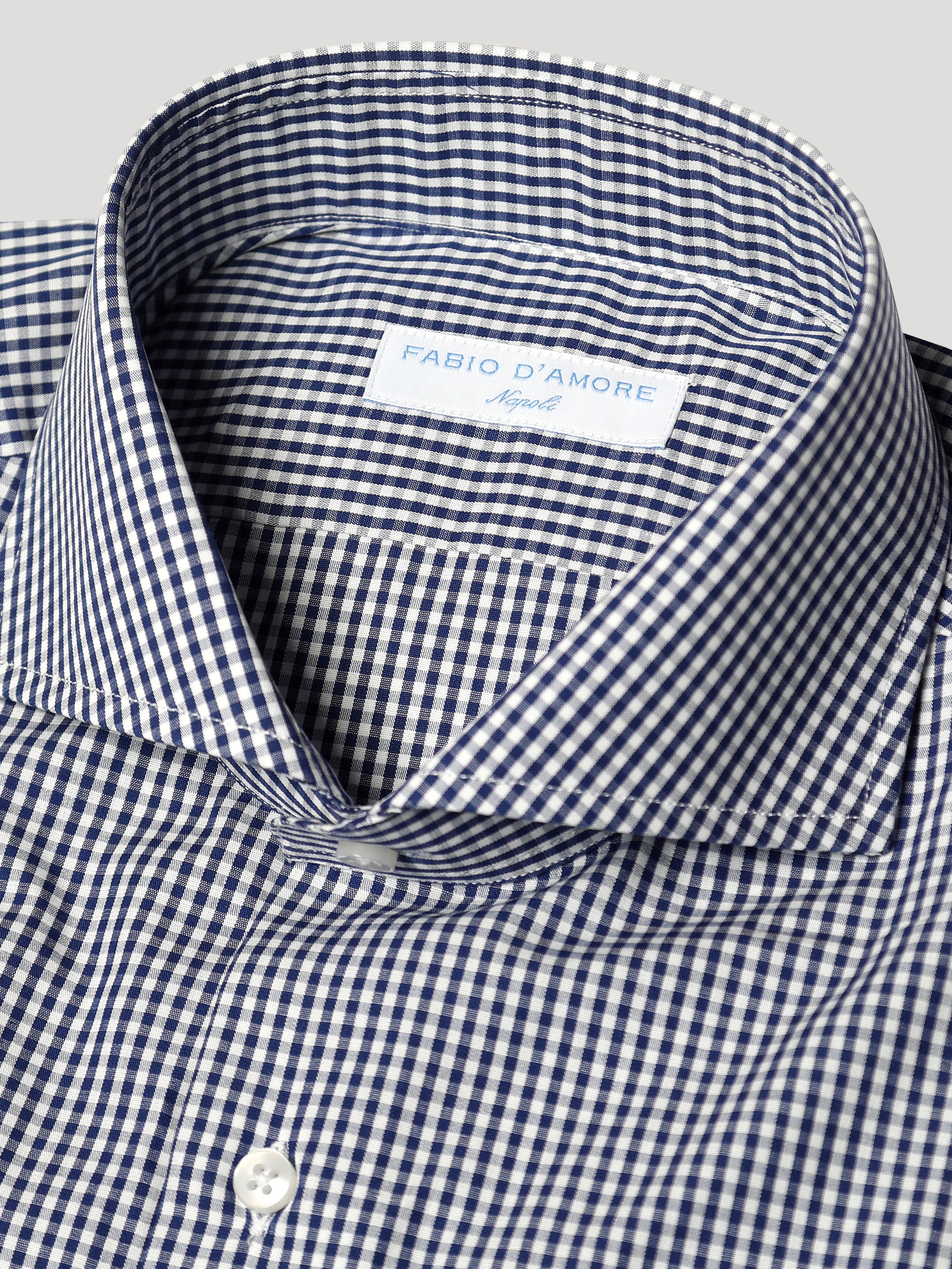 Camicia Slim Sartoriale Collo Mezzo Francese Scout Blu Made In Italy