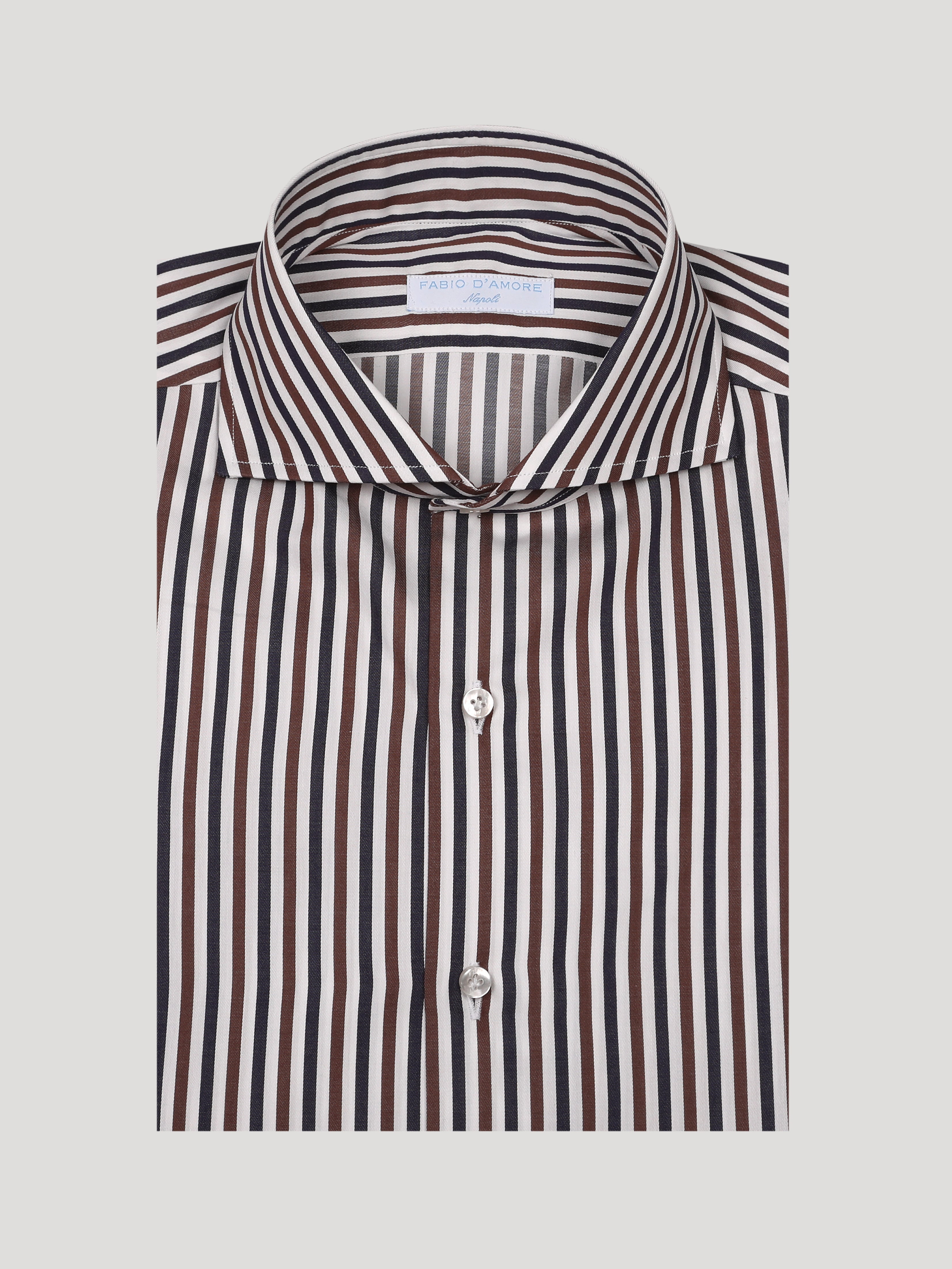 Camicia Slim Sartoriale Collo Mezzo Francese Soft Made In Italy Stelvio Blu