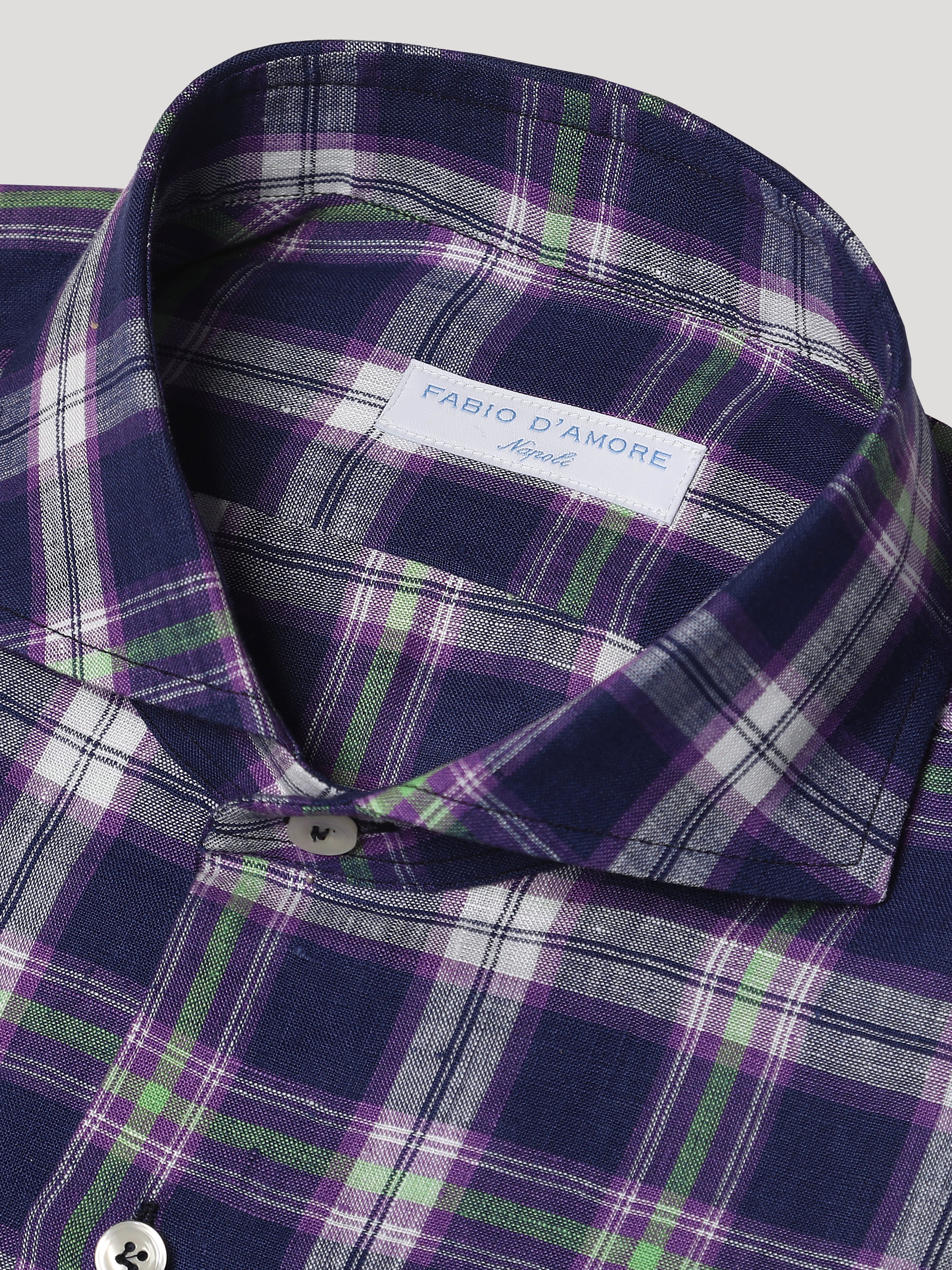 Camicia Slim Sartoriale Di Lino Collo Mezzo Francese Soft Made In Italy