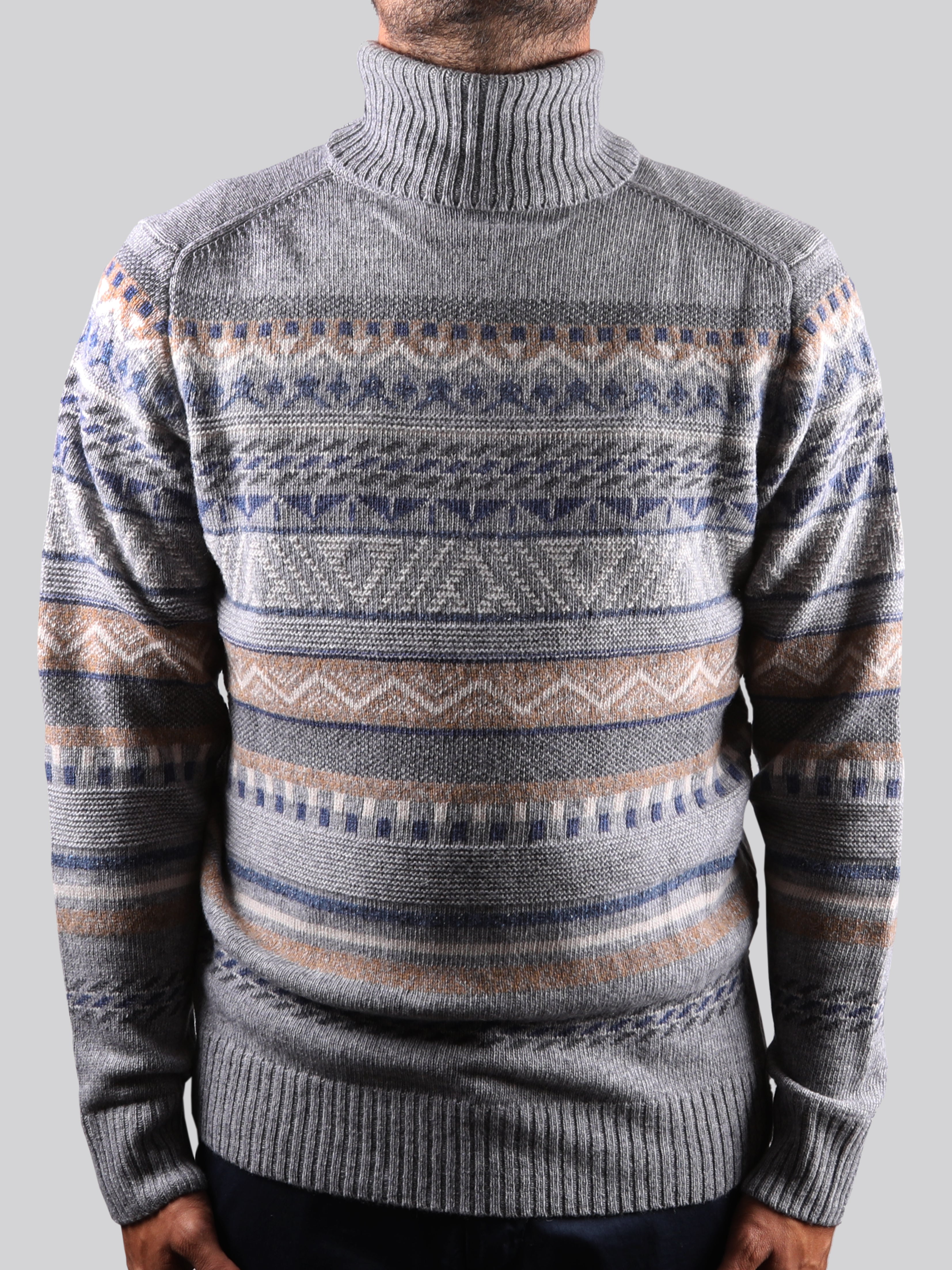 Maglione Collo Alto 100% Lana Made In Italy Courmayeur Grigio
