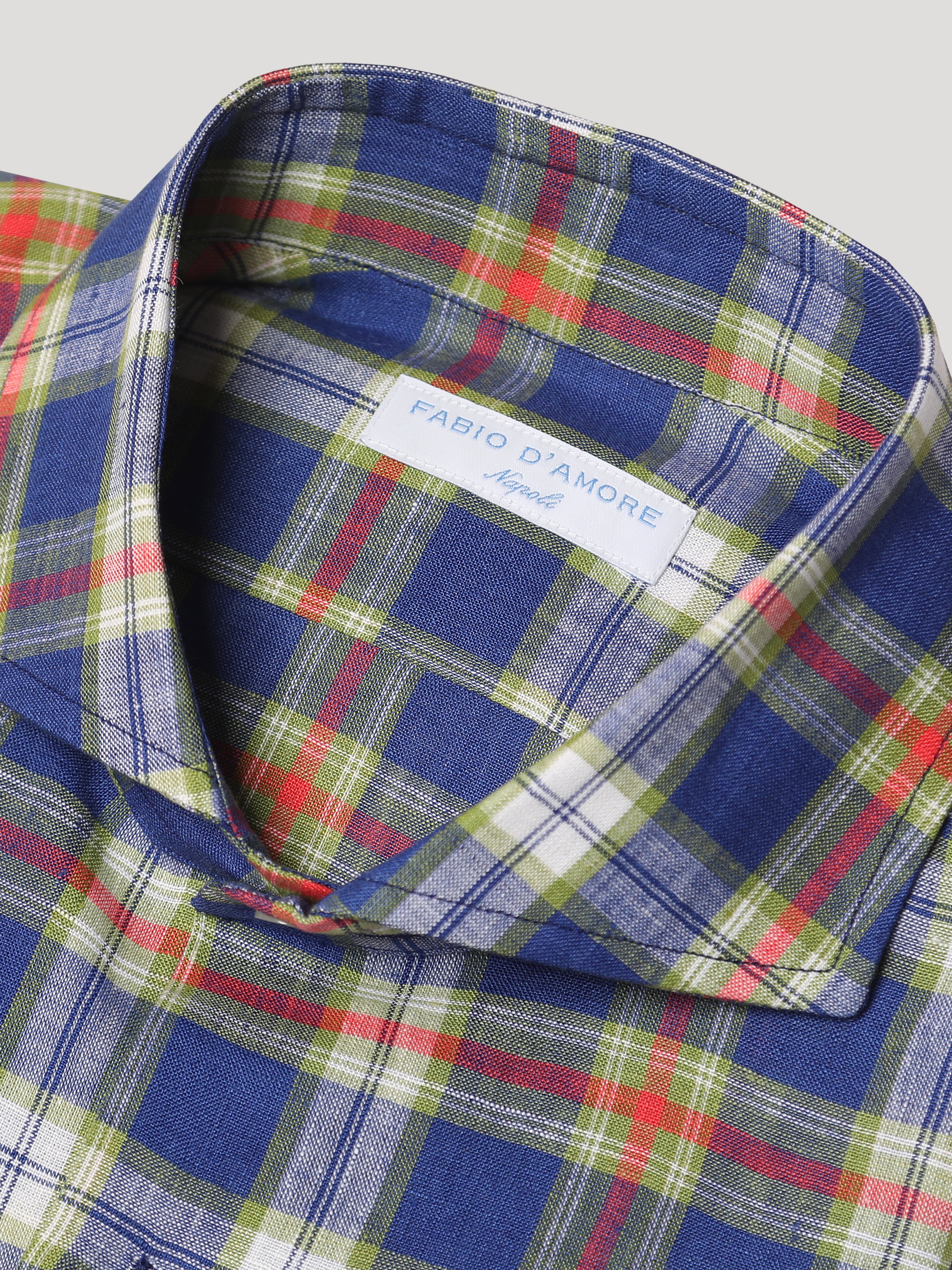 Camicia Slim Sartoriale Di Lino Collo Mezzo Francese Soft Made In Italy