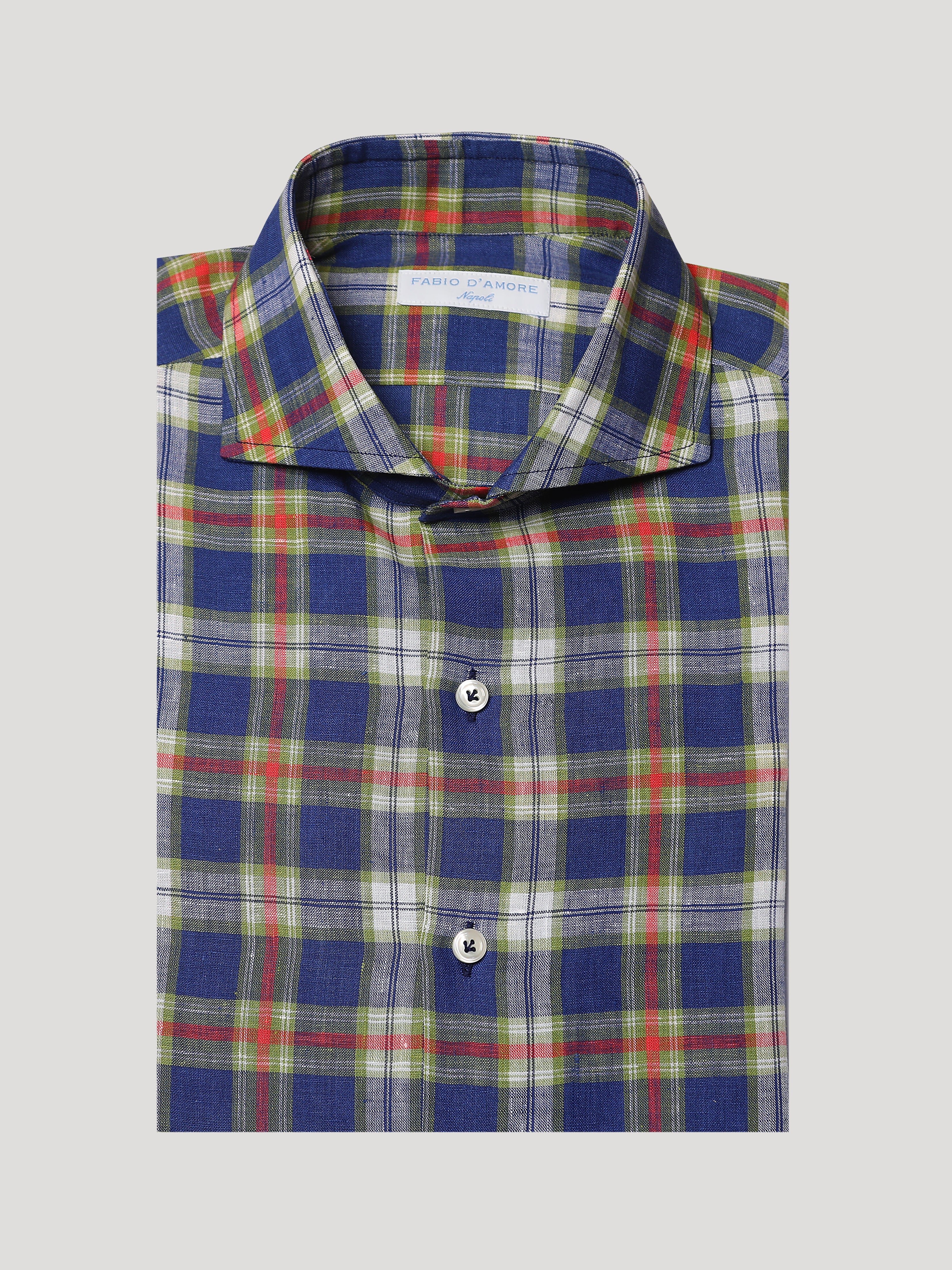 Camicia Slim Sartoriale Di Lino Collo Mezzo Francese Soft Made In Italy