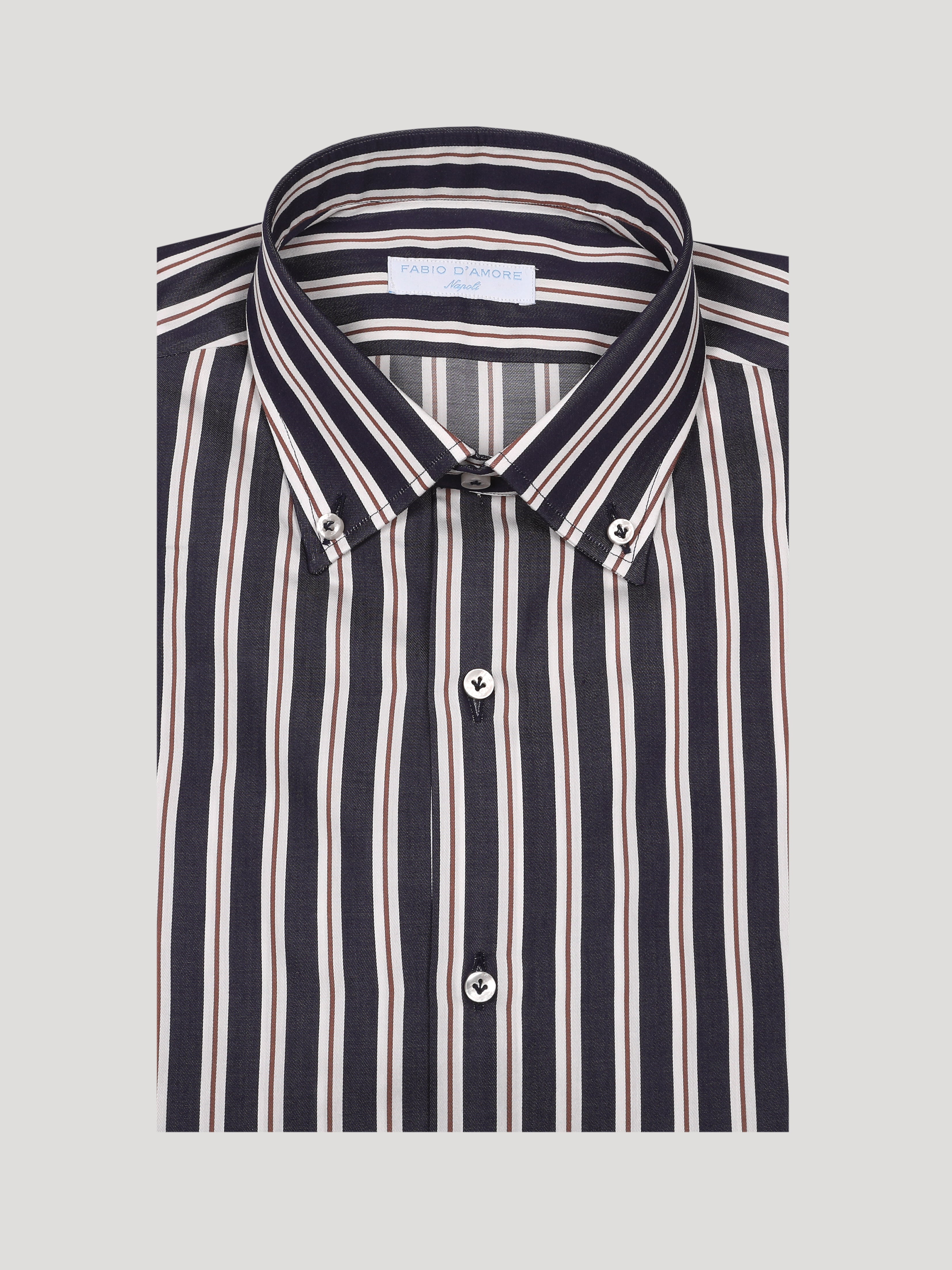 Camicia Slim Sartoriale Collo Botton Down Made In Italy Denali