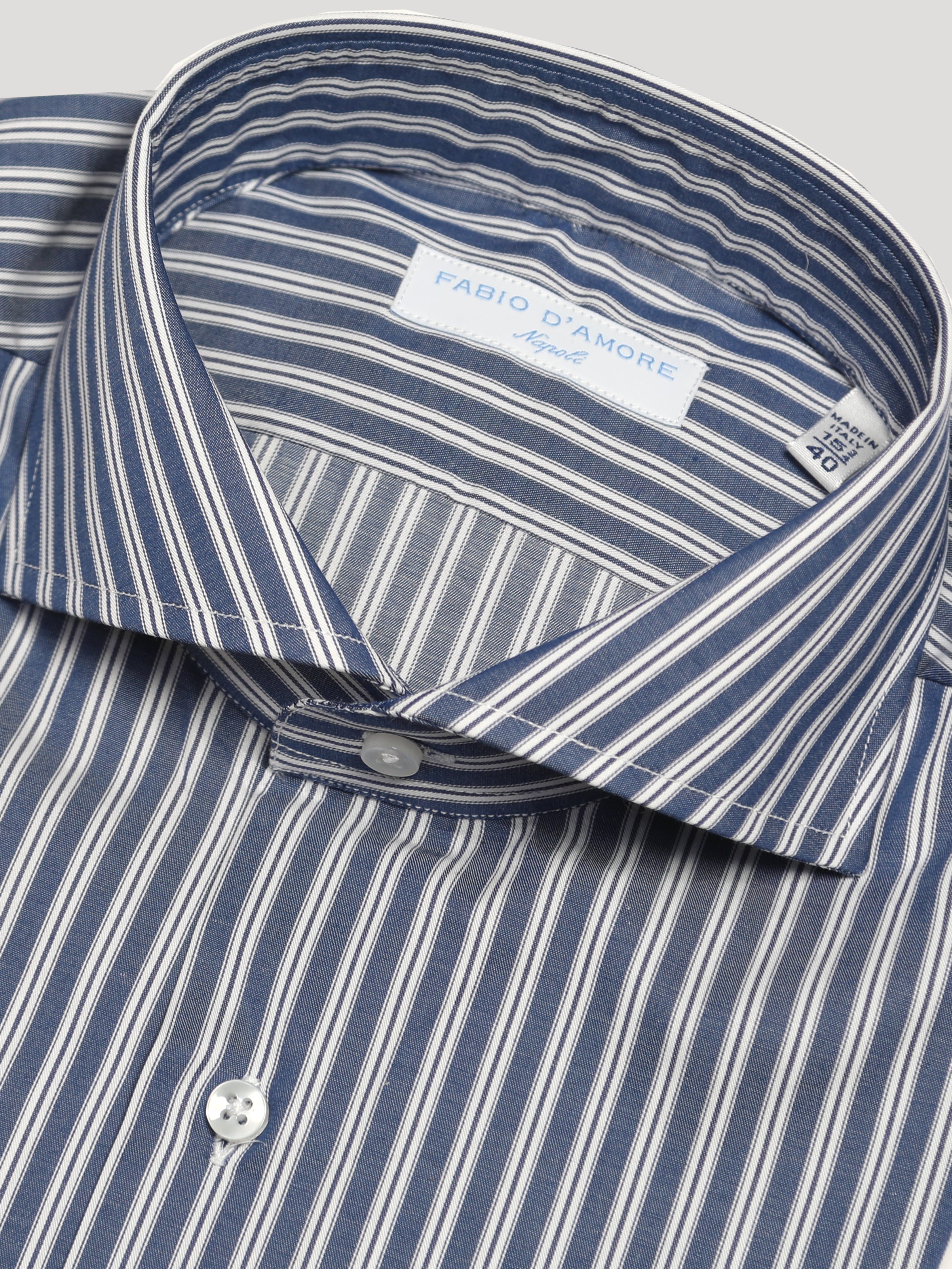 Camicia Slim Sartoriale Collo Mezzo Francese Rolling Blu Made In Italy