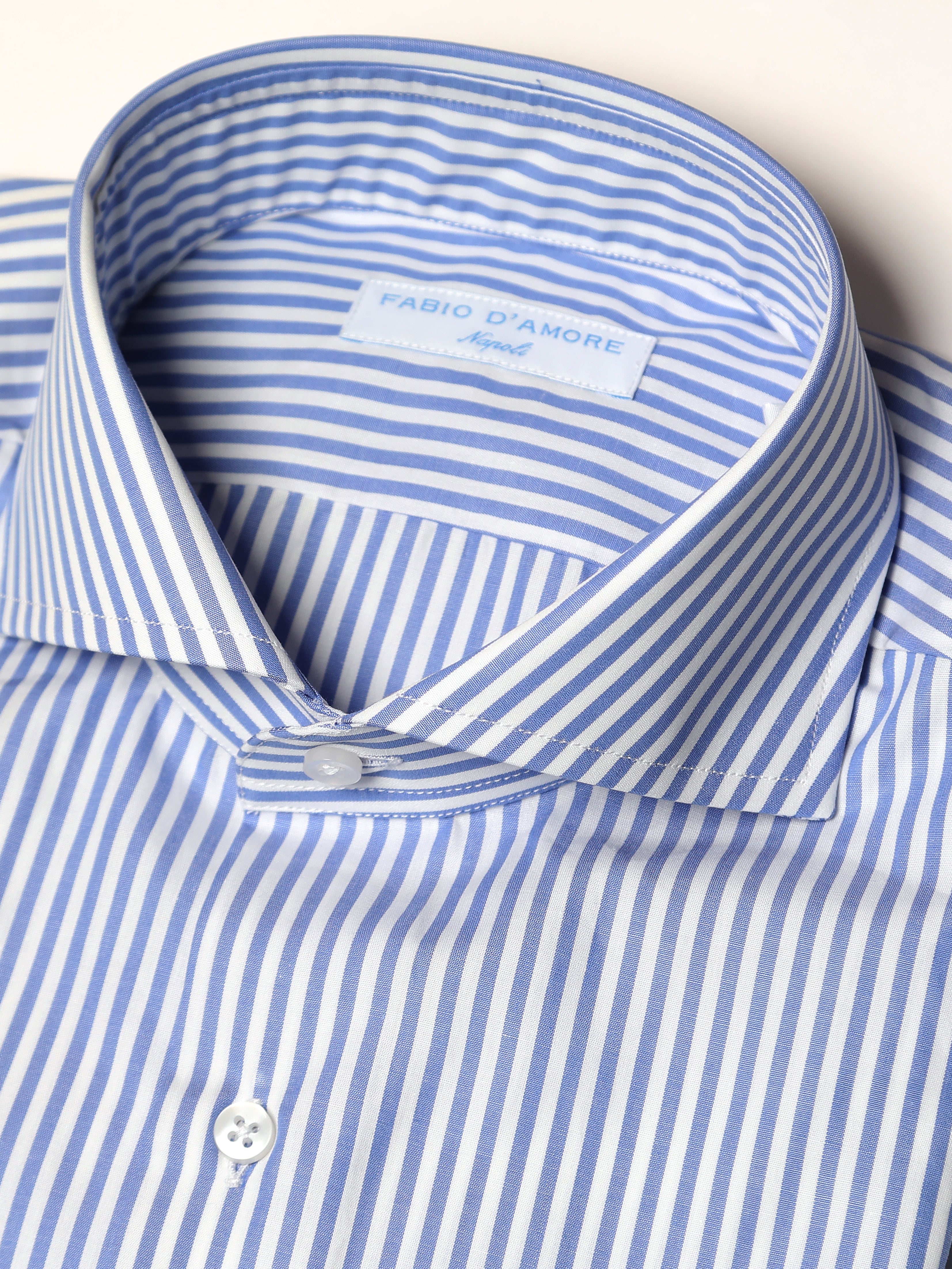 Camicia Slim Sartoriale Collo Mezzo Francese Tinos Celeste Made In Italy