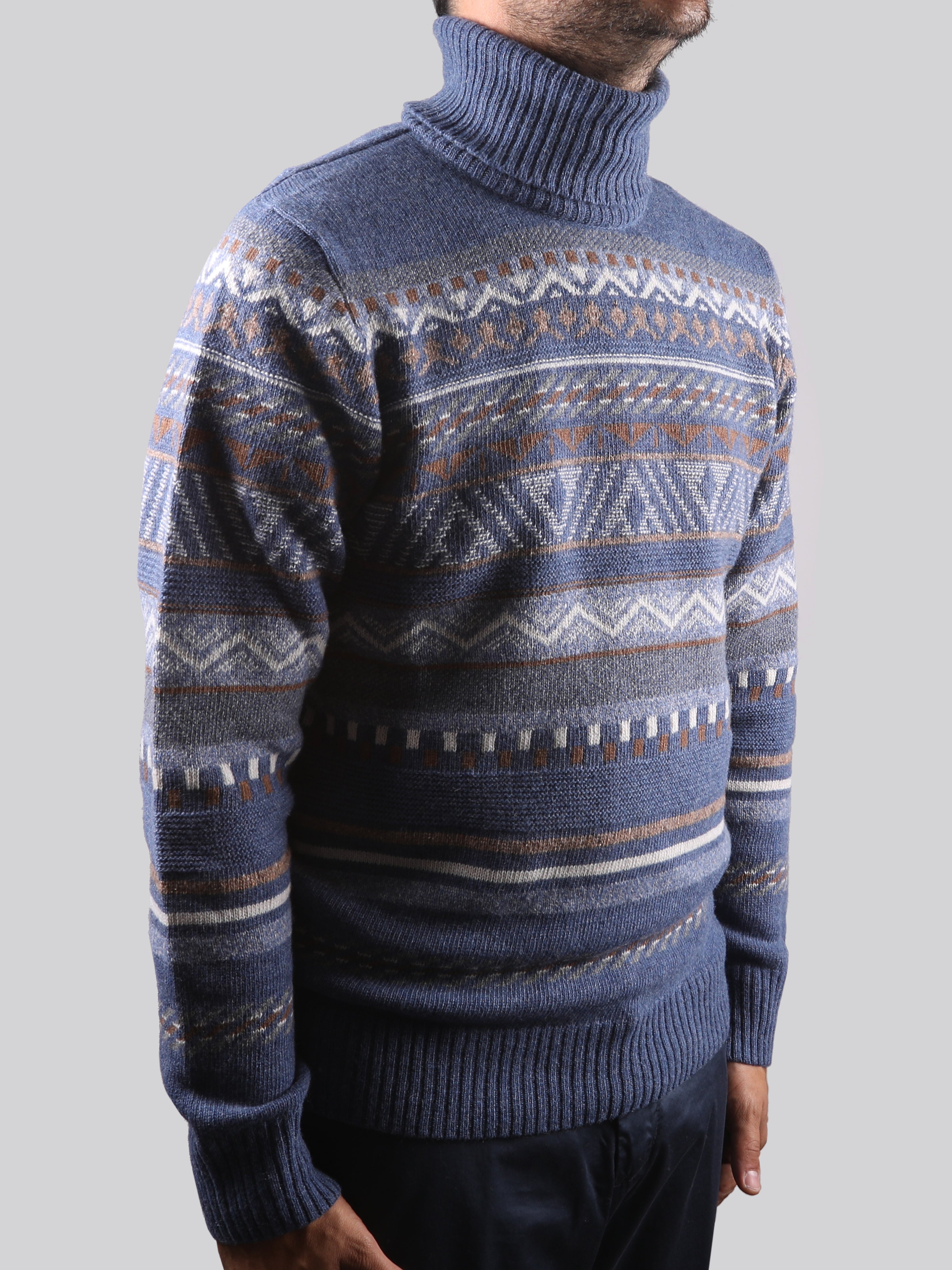 Maglione Collo Alto 100% Lana Made In Italy Courmayeur Avion