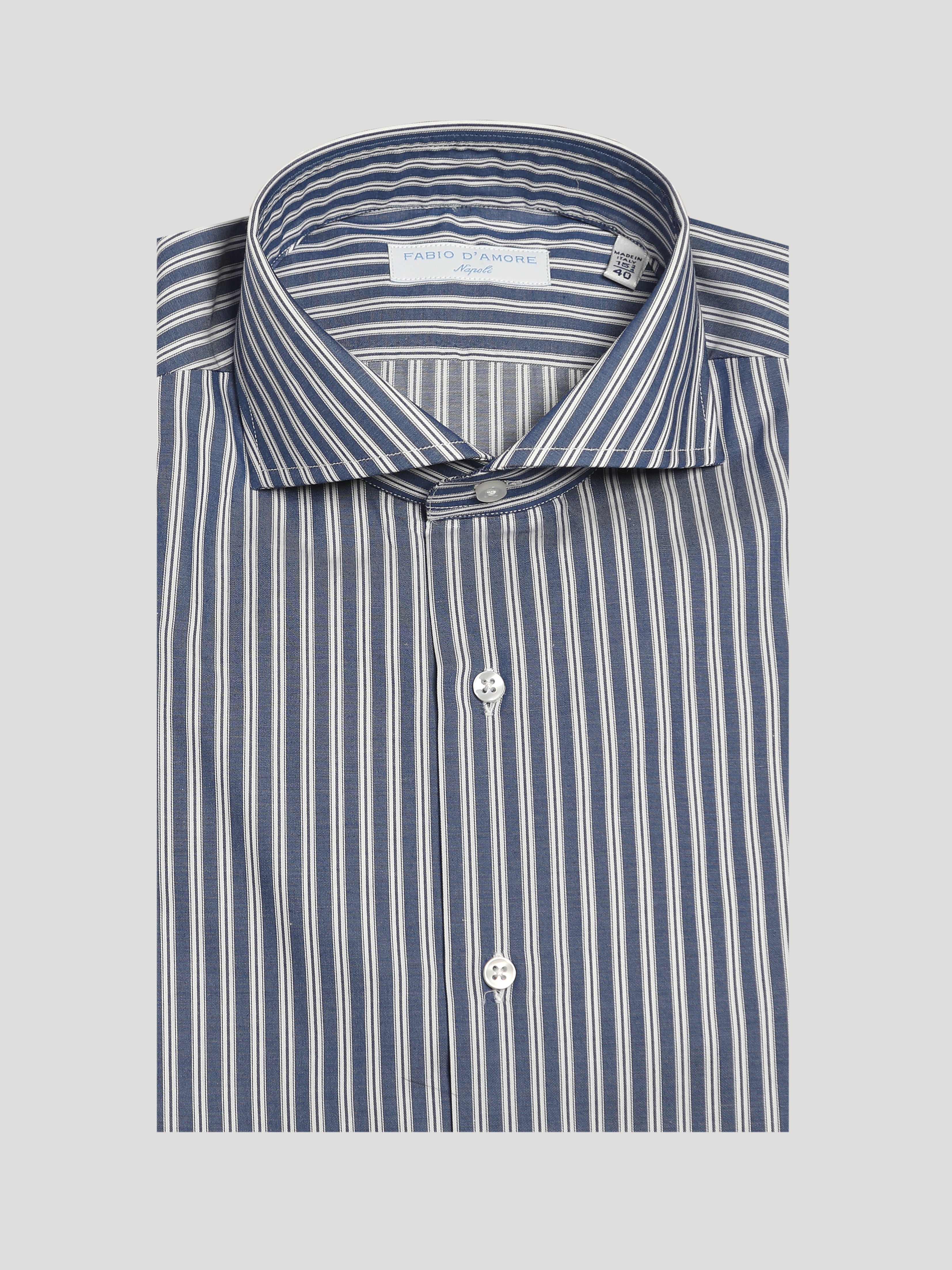 Camicia Slim Sartoriale Collo Mezzo Francese Rolling Blu Made In Italy