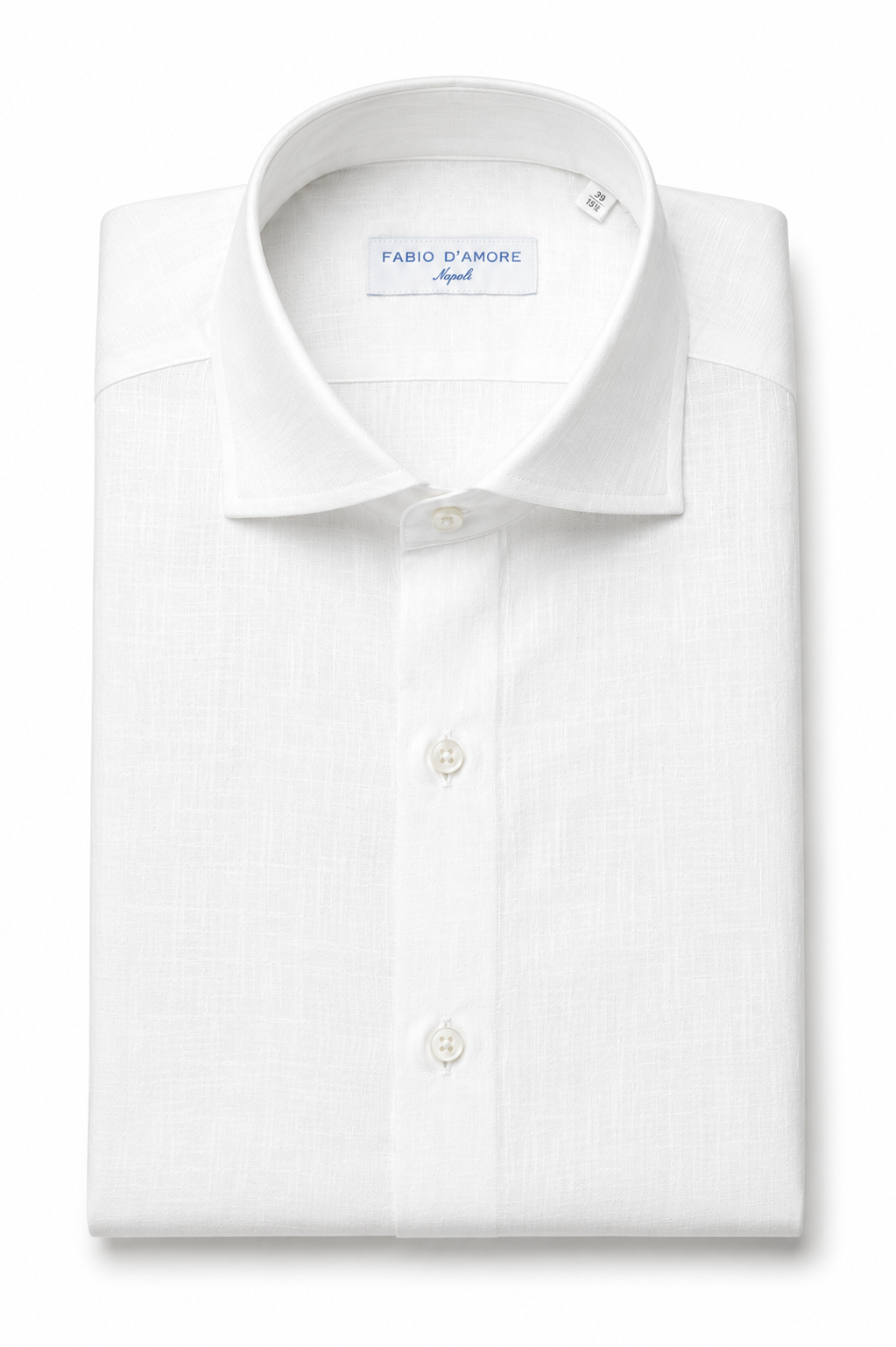 Camicia REGULAR FIT Sartoriale Collo Soft Mezzo Francese Cotone&Lino BIANCA Made In Italy