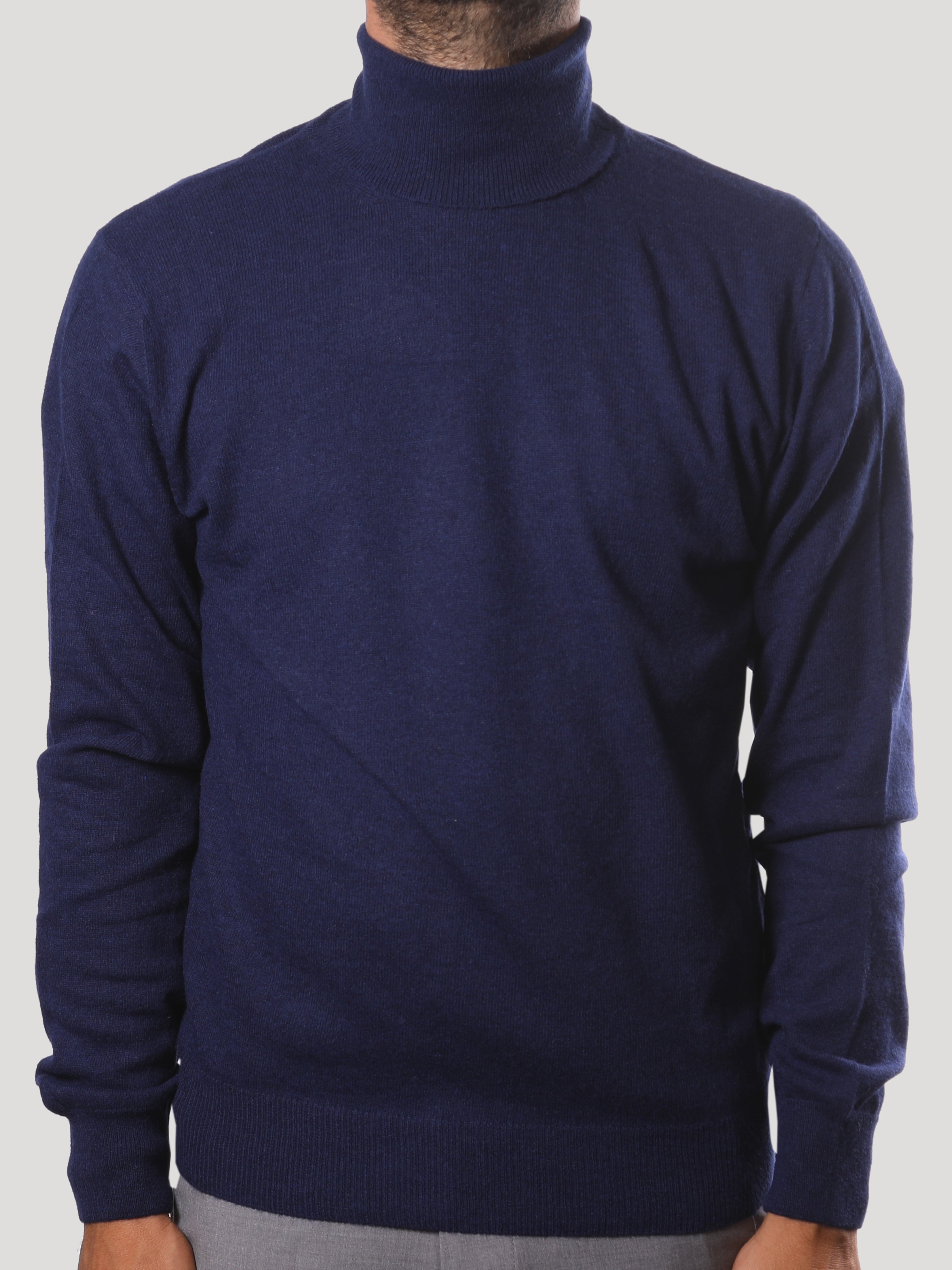 Maglione Collo Alto in Cashemere Made in Italy Blu