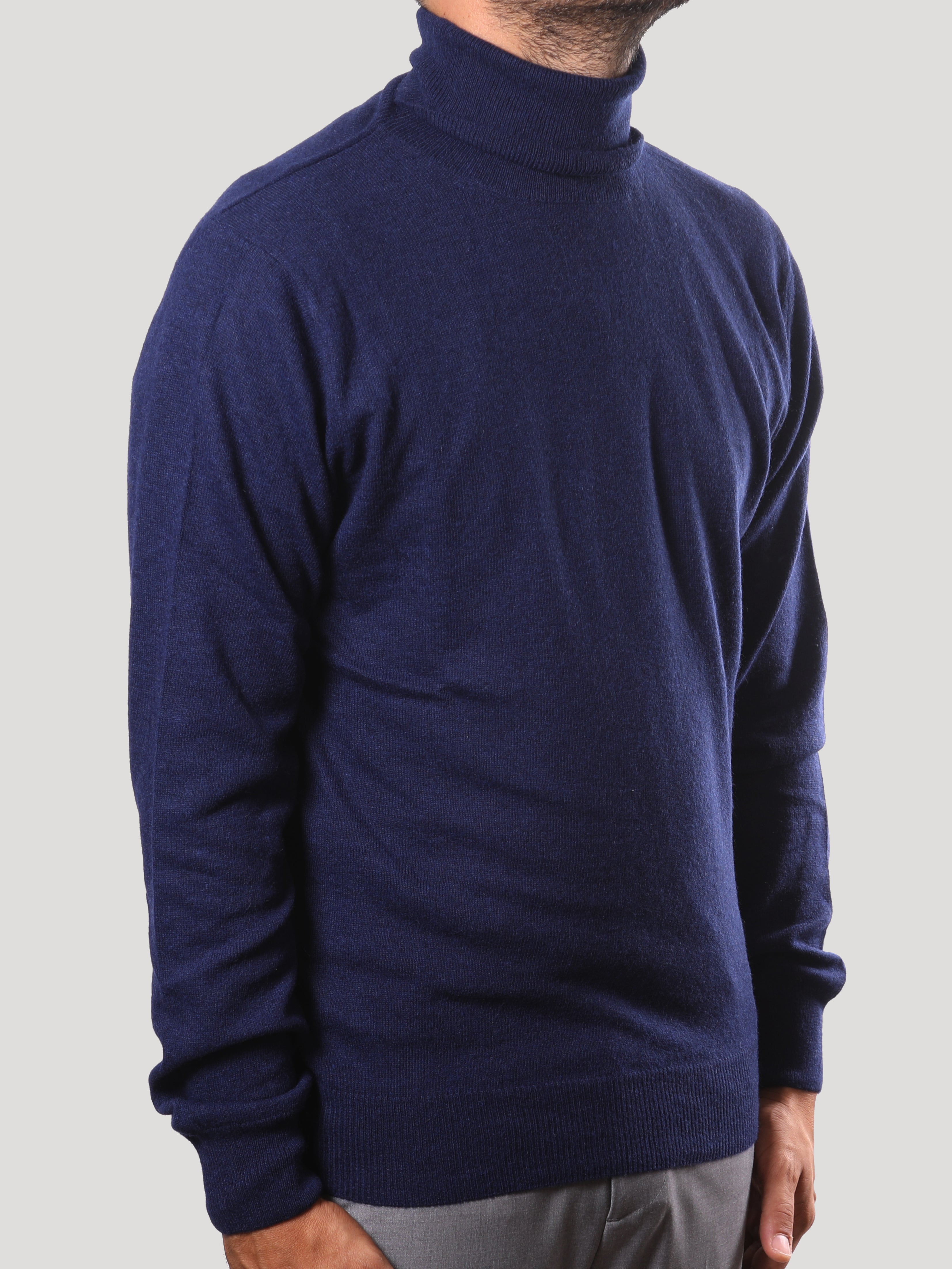 Maglione Collo Alto in Cashemere Made in Italy Blu