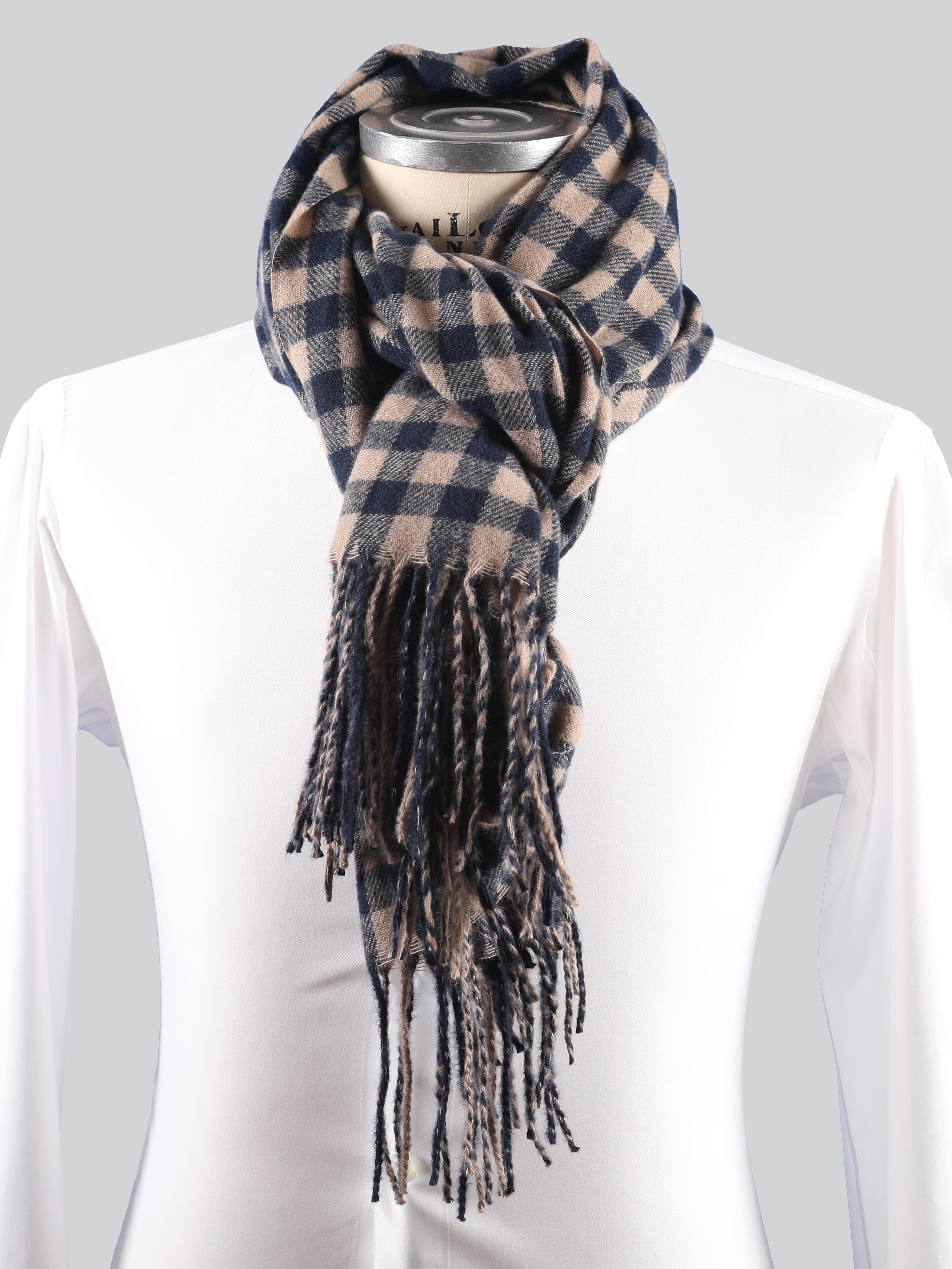 Sciarpa Quadro Blu e Beige