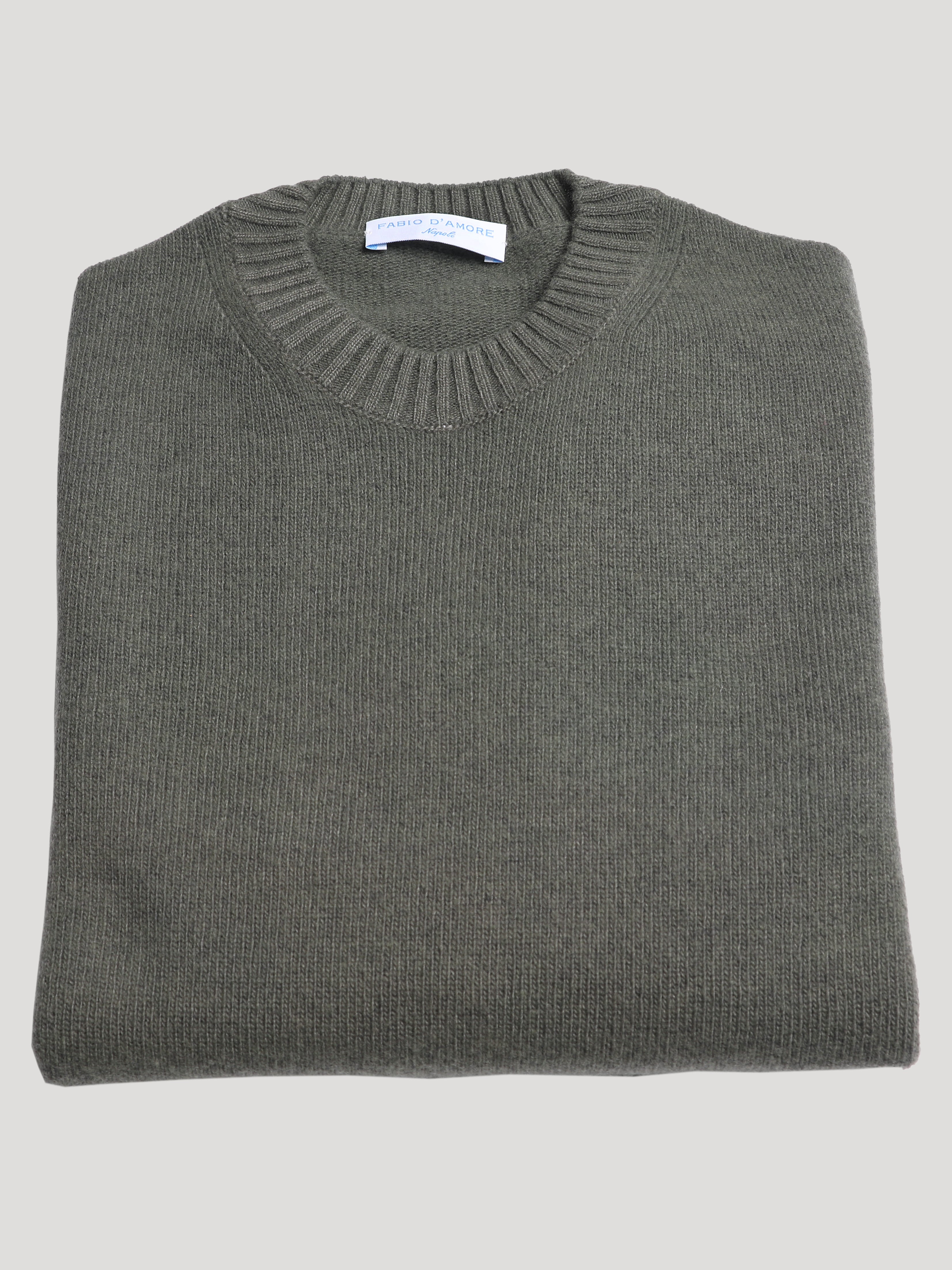 Maglione Girocollo 100% Lana Made in Italy Bosco