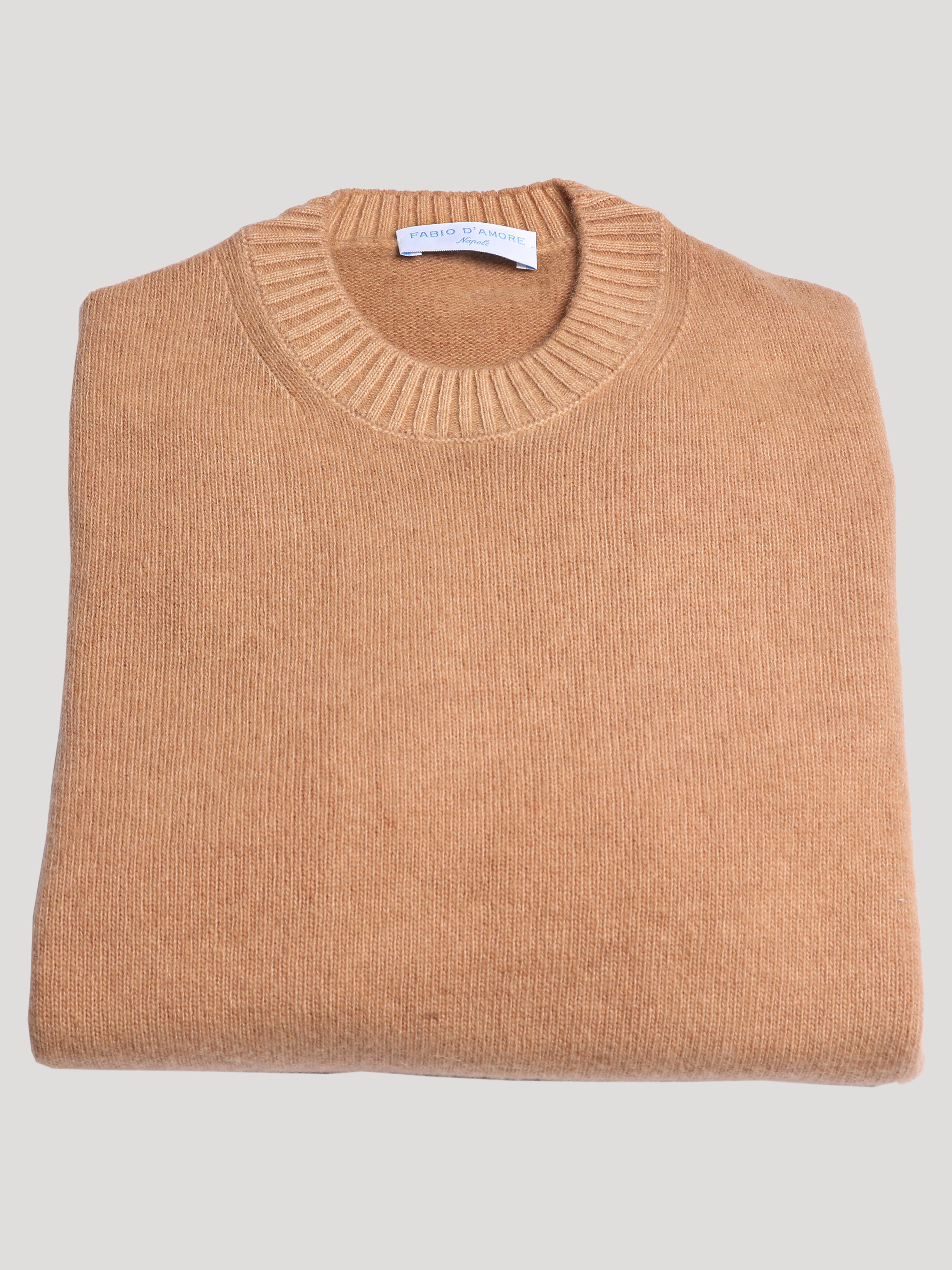 Maglione Girocollo 100% Lana Made in Italy Cammello