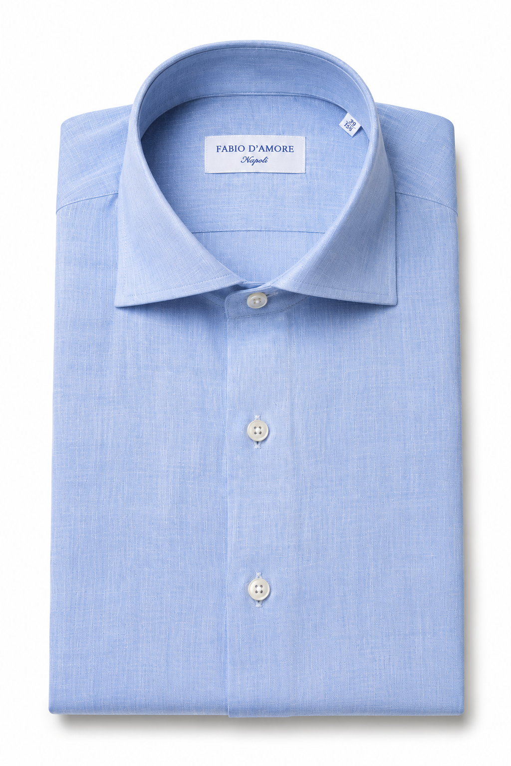 Camicia SLIM Sartoriale Collo Soft Mezzo Francese Cotone&Lino CELESTE Made In Italy