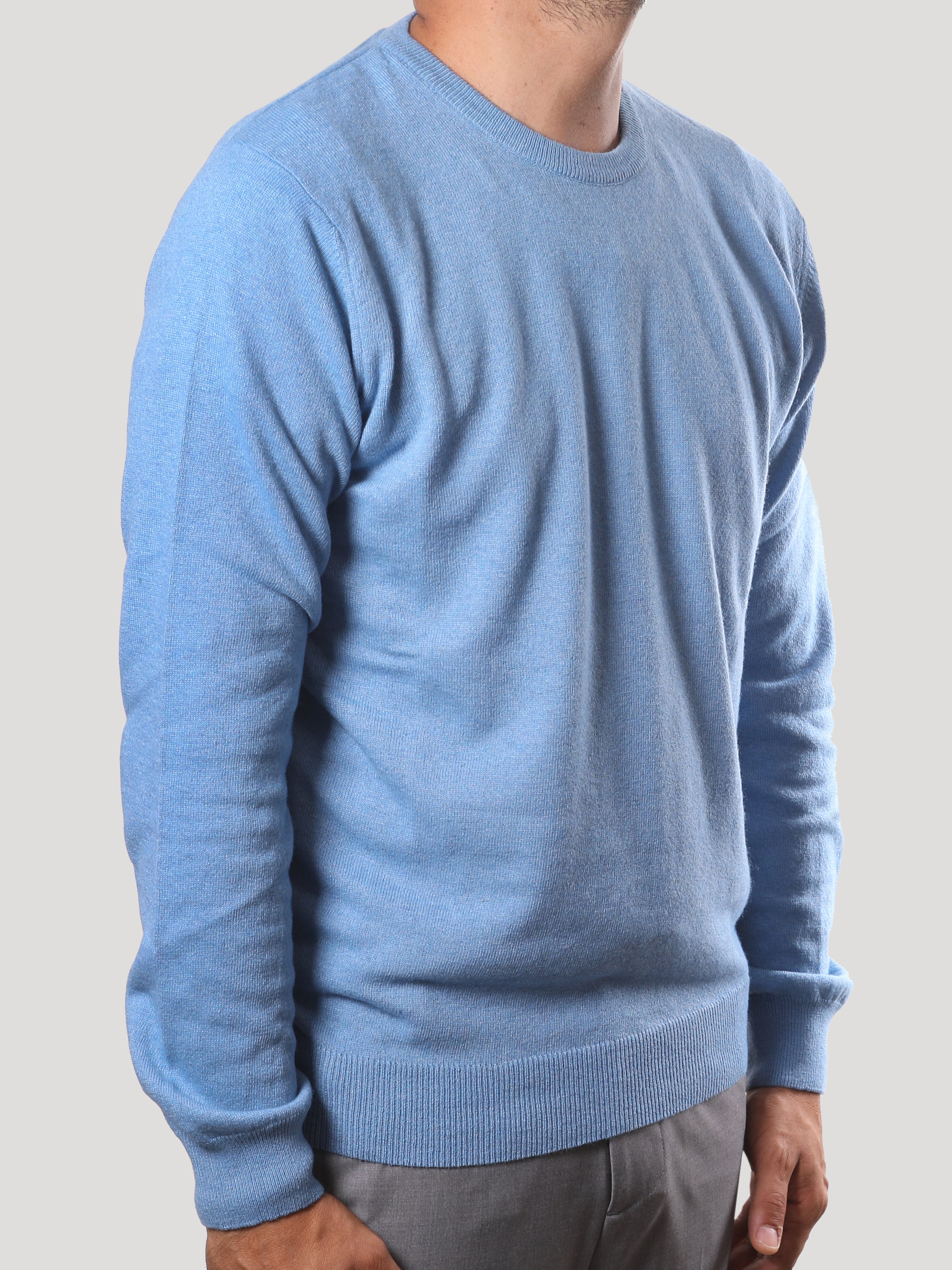 Maglione Girocollo in Cashemere Made in Italy Cielo