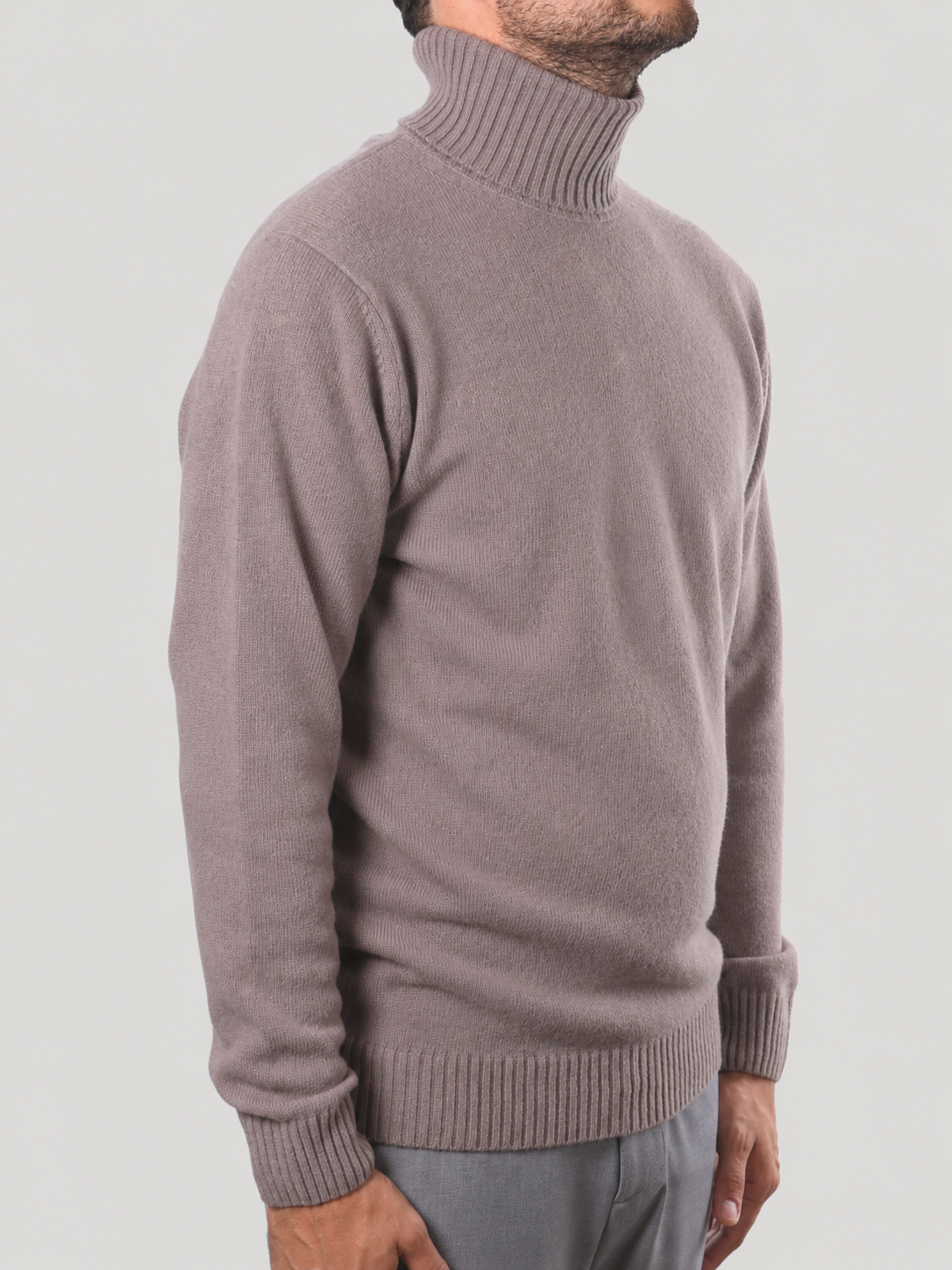 Maglione Collo Alto in Lana, 100% Made in Italy Castoro
