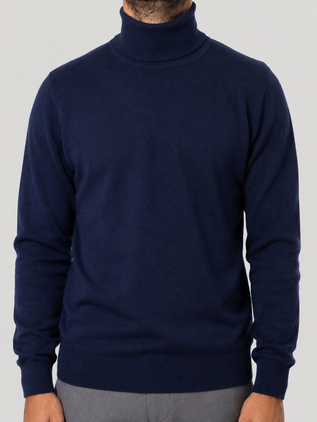 Maglione Collo Alto in Cashemere, 100% Made in Italy Blu