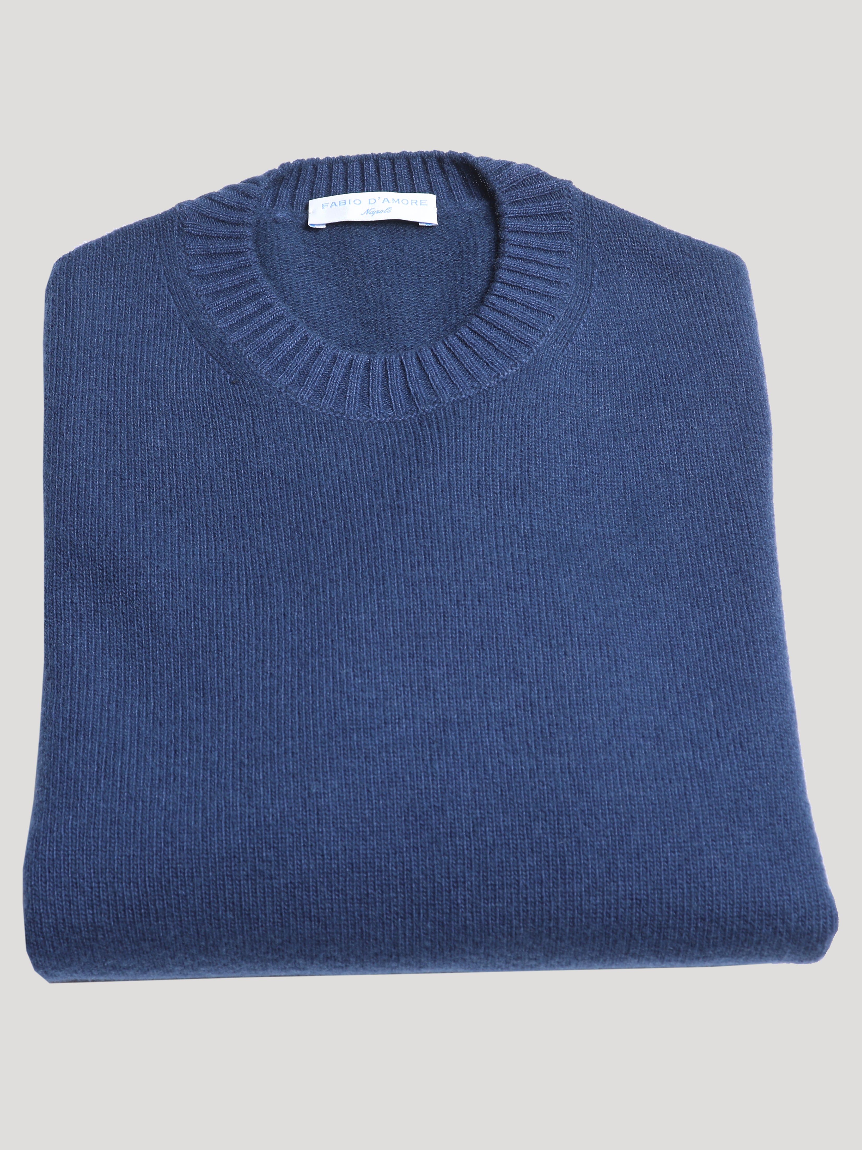 Maglione Girocollo 100% Lana Made in Italy Blu