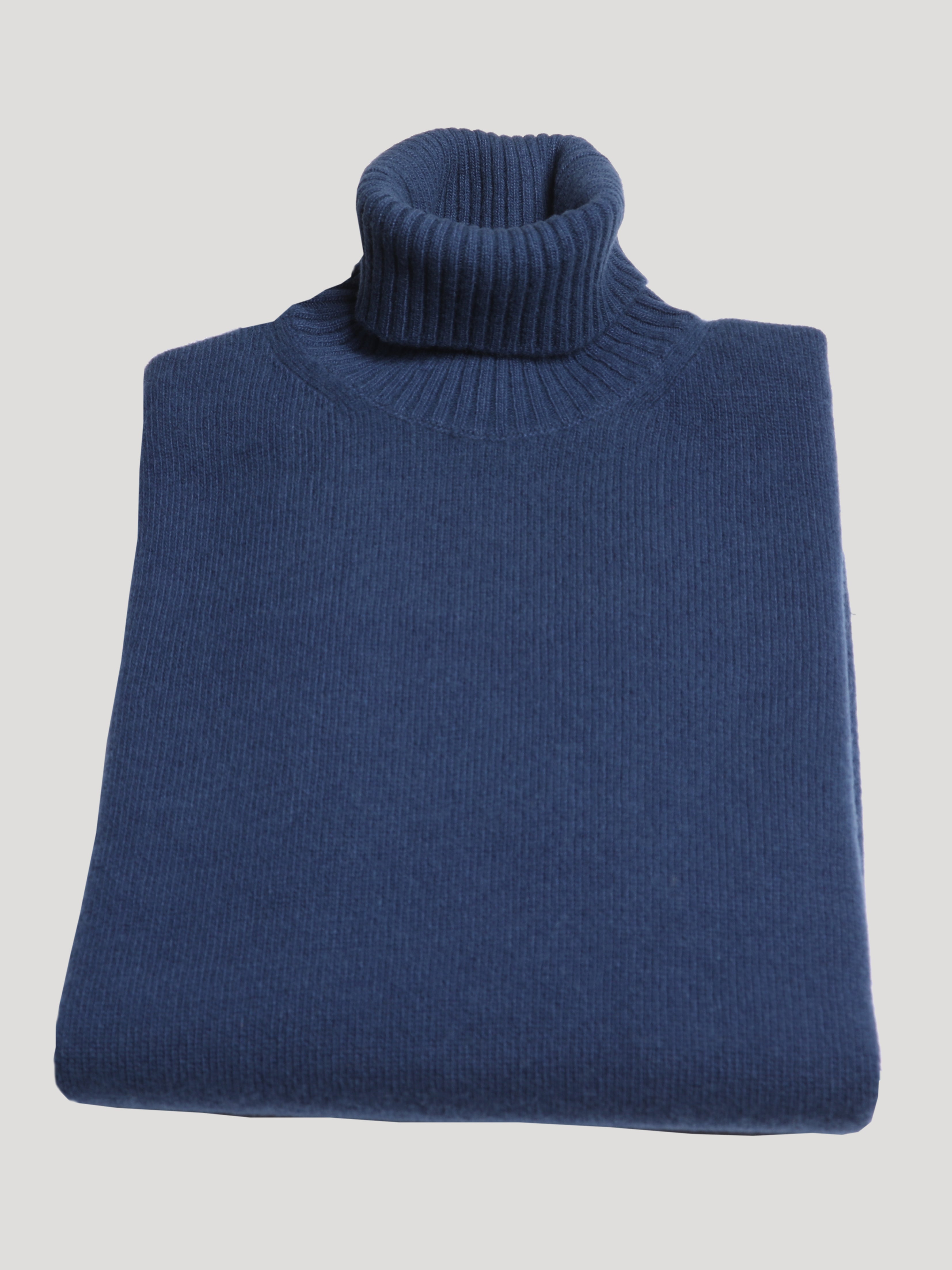 Maglione Collo Alto 100% Lana Made in Italy Blu Copiativo