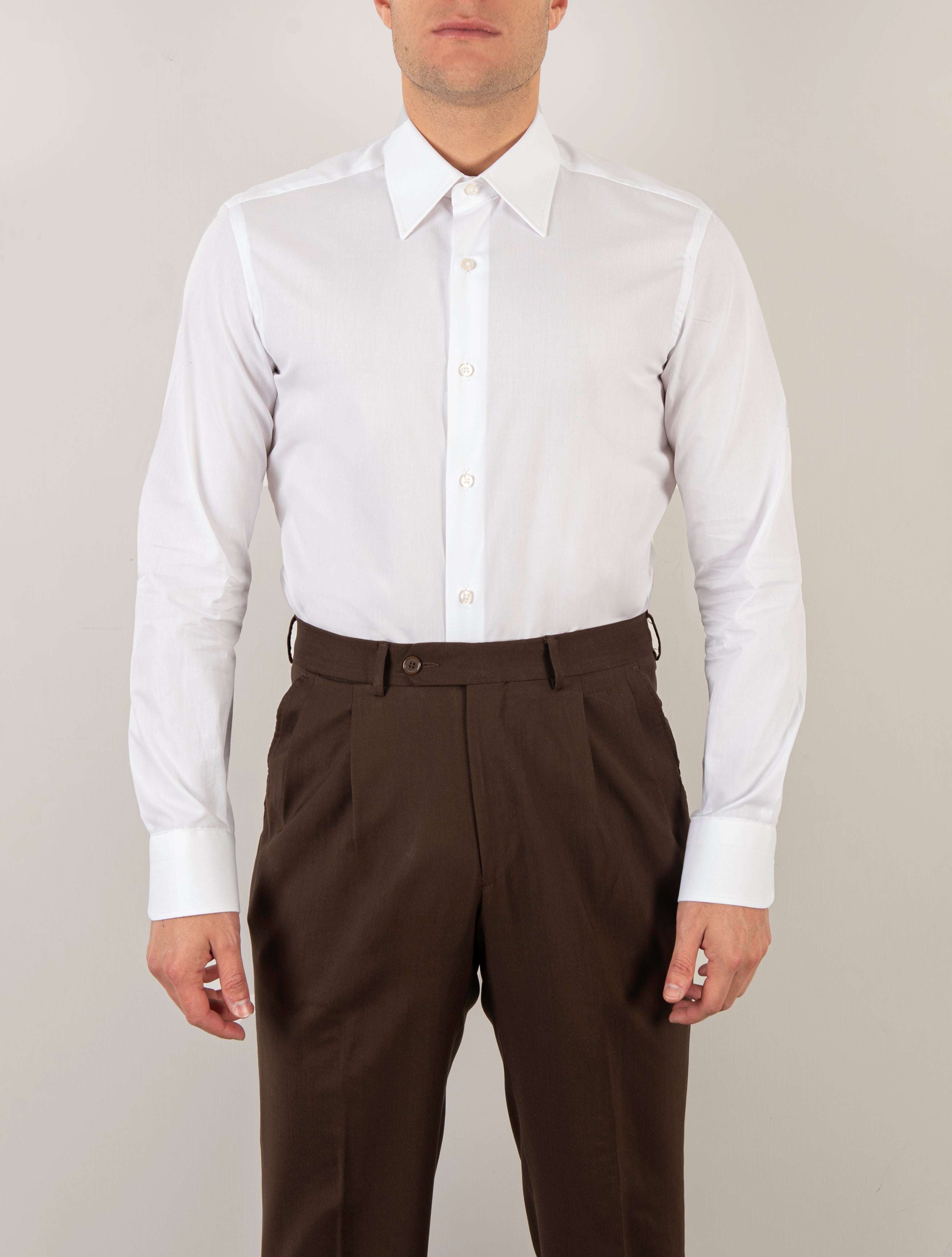 Camicia Slim Sartoriale Bianco Collo Italiano Classico Made In Italy