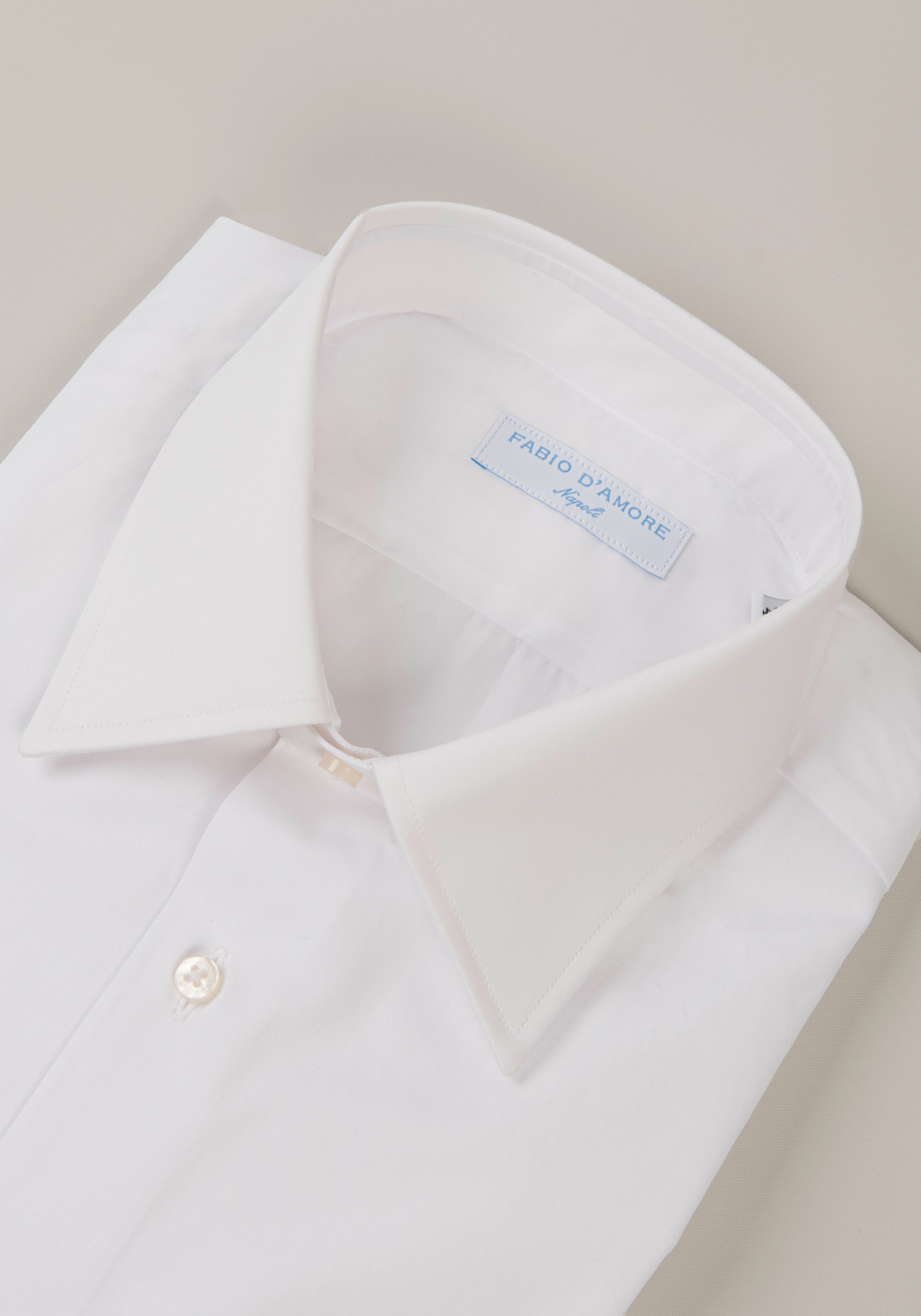 Camicia Slim Sartoriale Bianco Collo Italiano Classico Made In Italy
