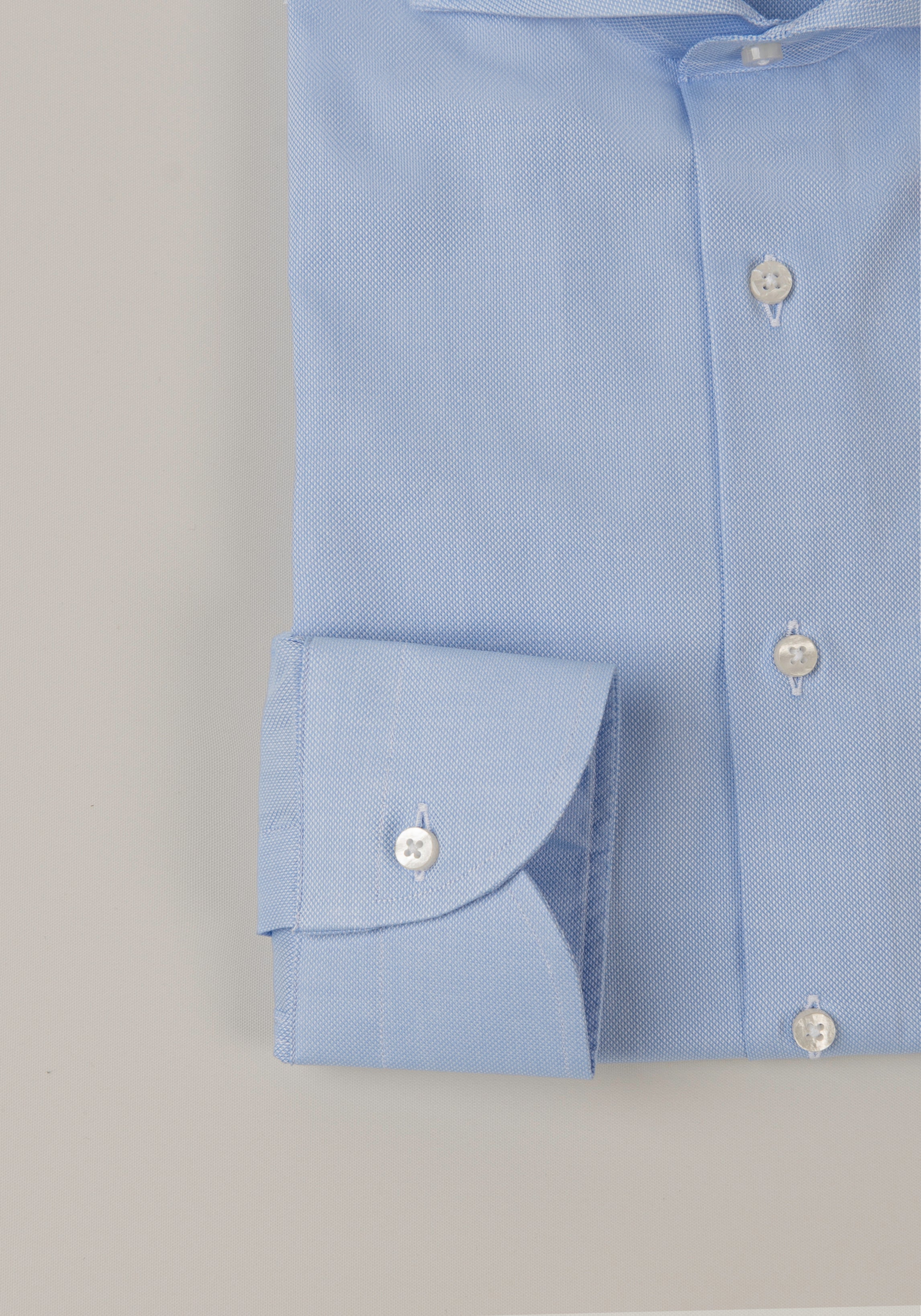 Camicia Slim Sartoriale Royal Oxford Azzurro Collo Mezzo Francese Made In Italy