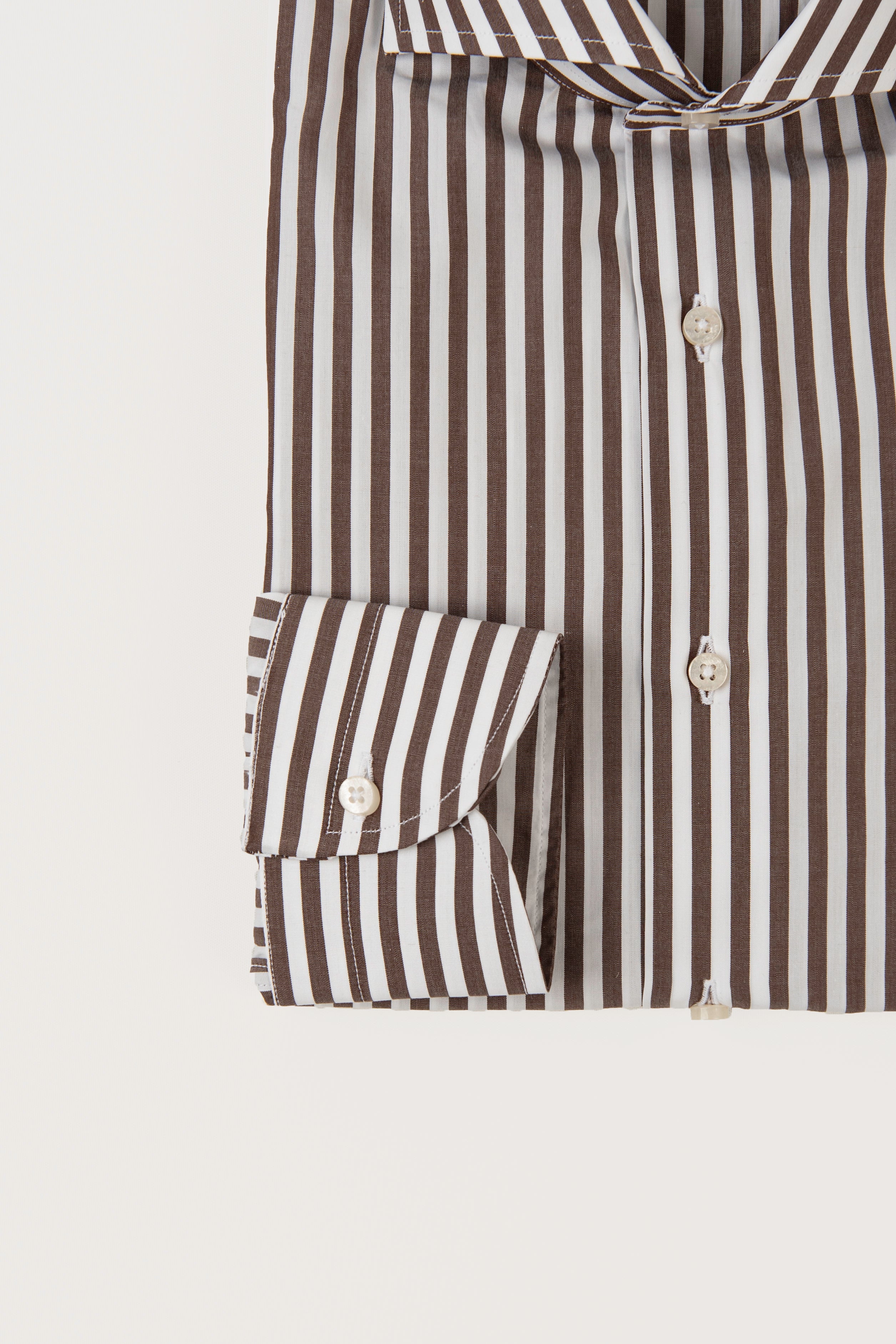 Camicia Slim Sartoriale Collo Mezzo Francese Made In Italy Planet Marrone