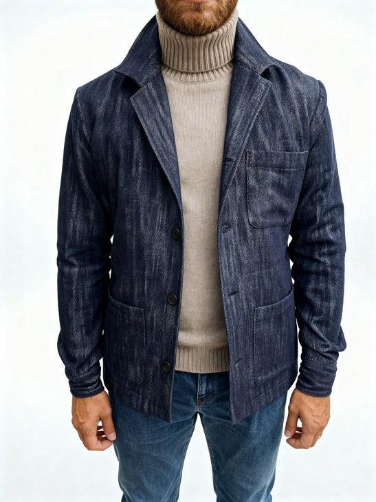 Jacket Shirt in Denim Made in Italy