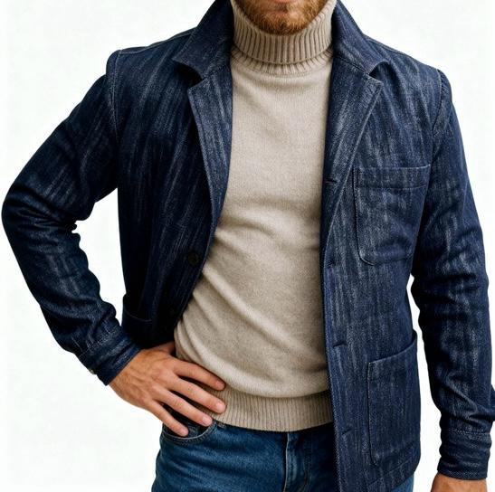Jacket Shirt in Denim Made in Italy