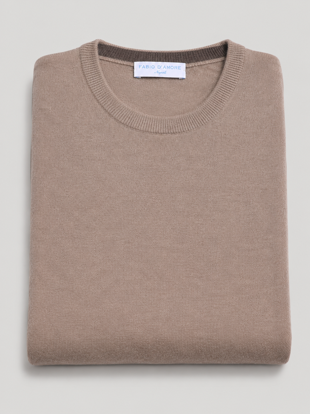 Maglione Girocollo in Cashemere, 100% Made in Italy Sabbia