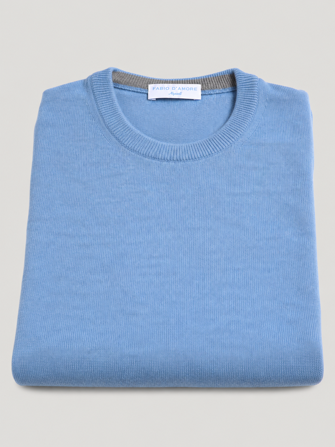 Maglione Girocollo in Cashemere, 100% Made in Italy Cielo