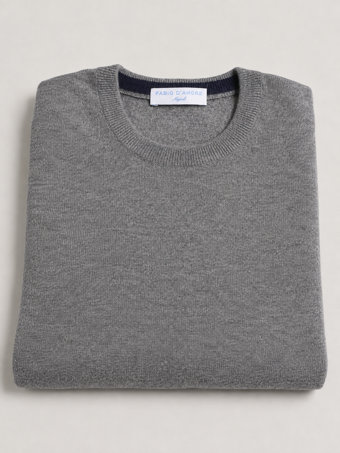 Maglione Girocollo in Cashemere, 100% Made in Italy Grigio