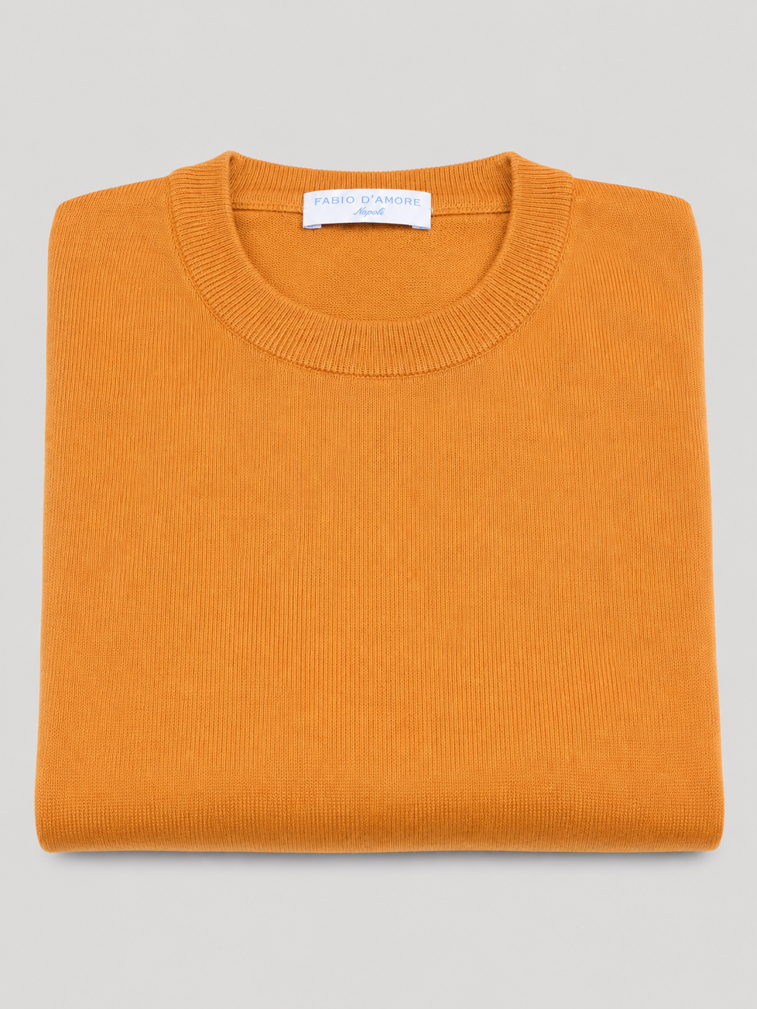 Maglione Girocollo Lana Merinos Made in Italy Ocra