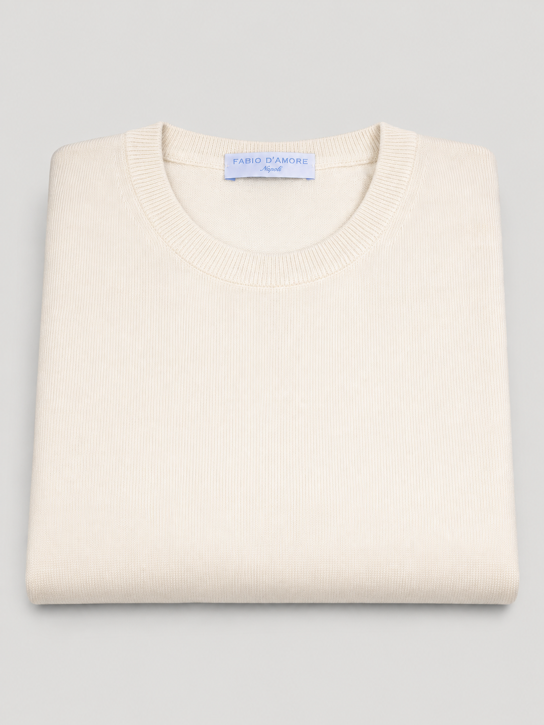 Maglione Girocollo Lana Merinos Made in Italy Panna
