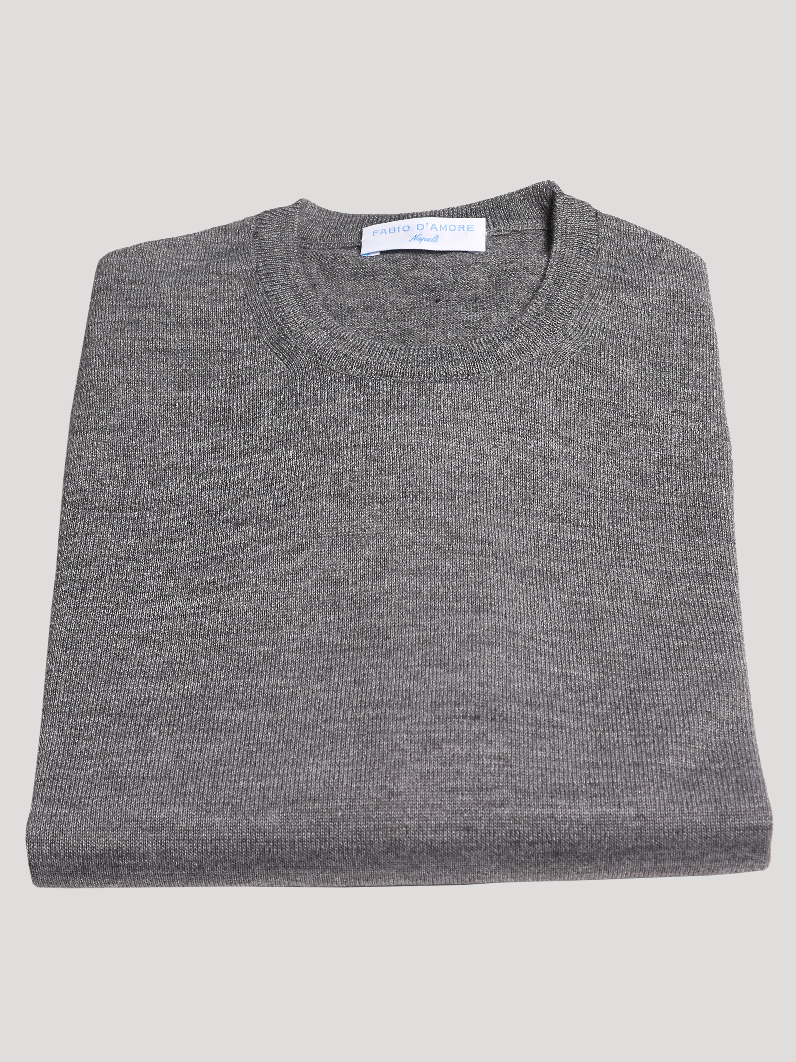 Maglione Girocollo 100% Lana Merinos Made in Italy Grigio