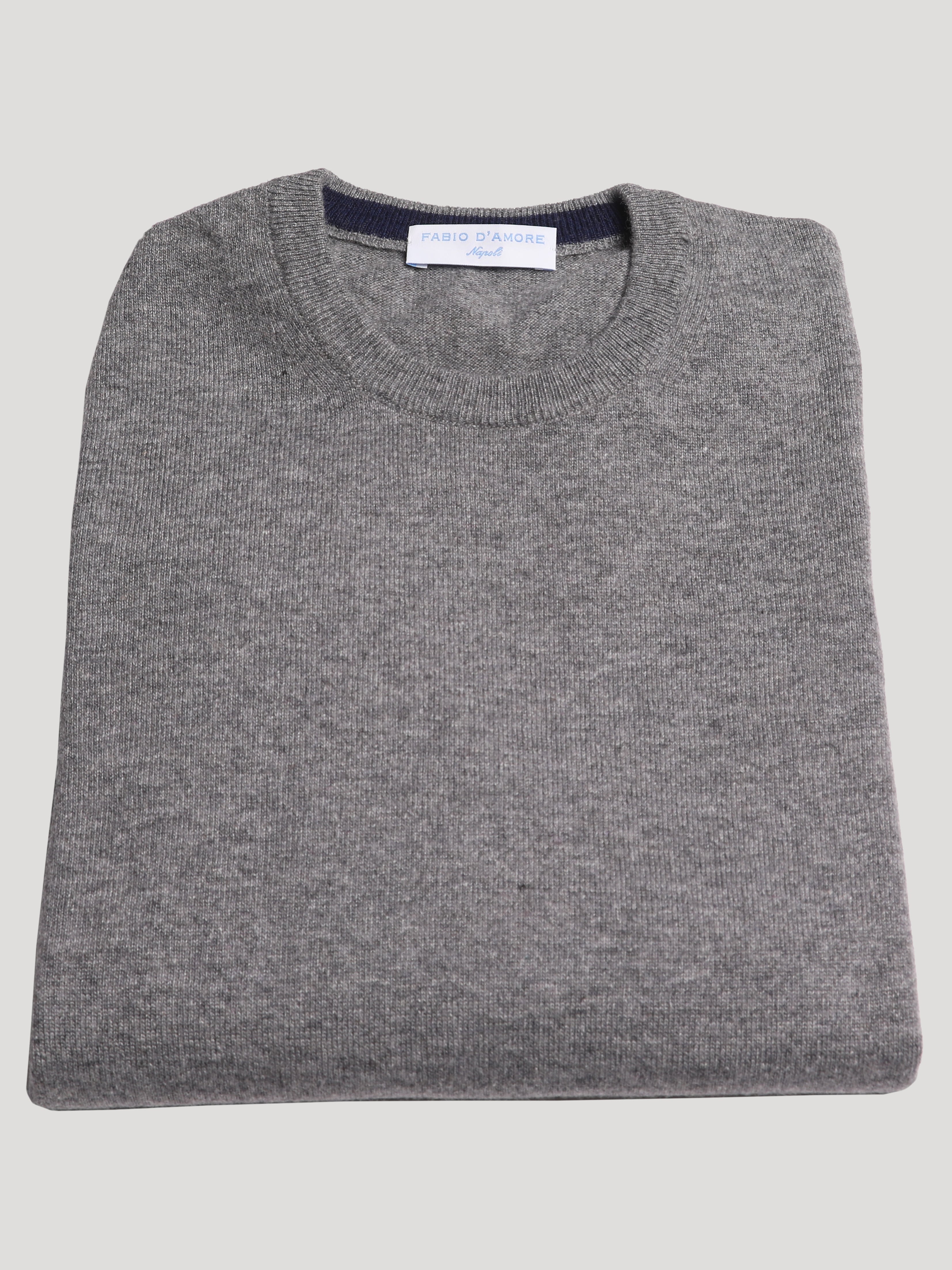 Maglione Girocollo in Cashemere Made in Italy Grigio