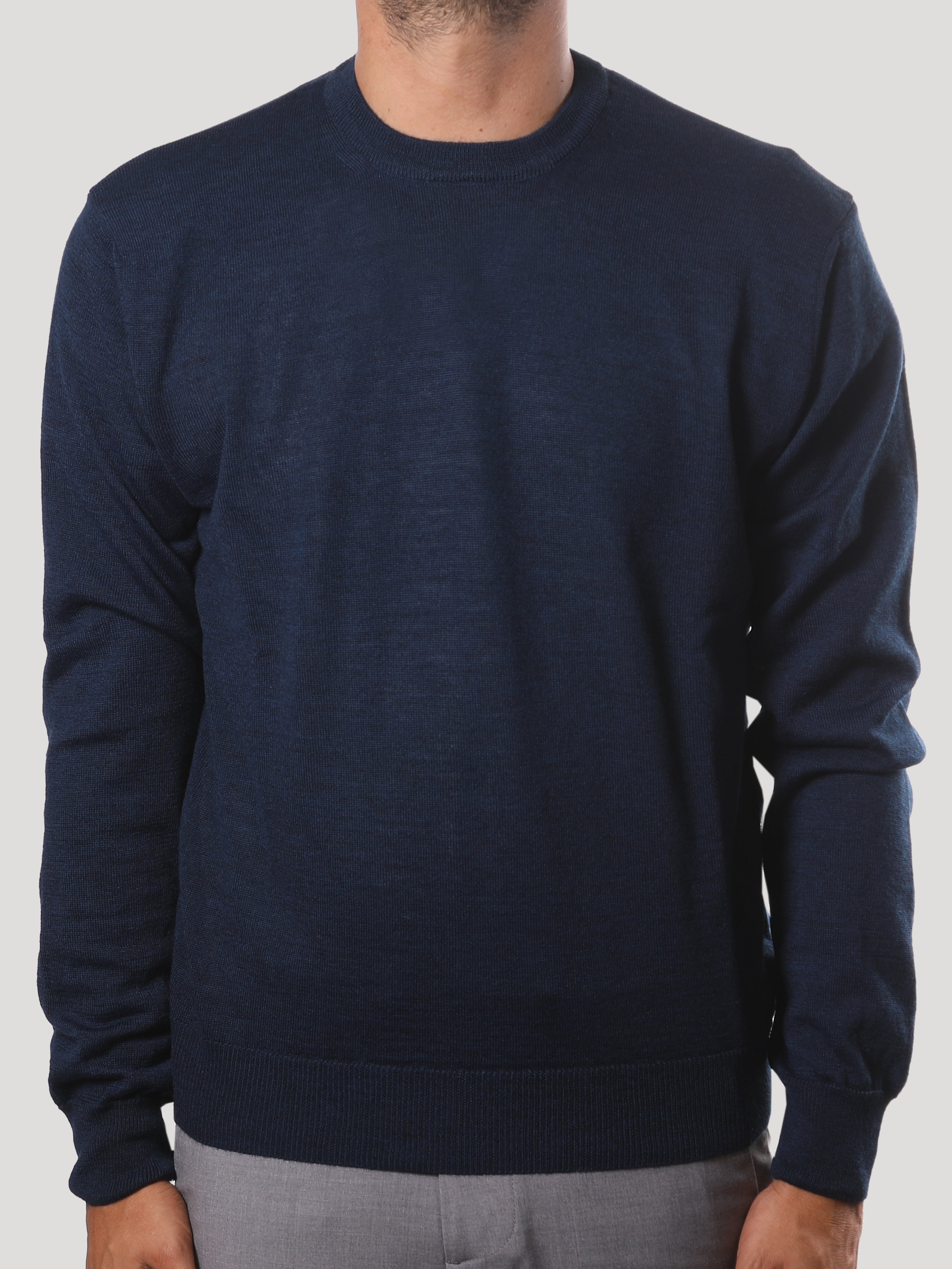 Maglione Girocollo 100% Lana Merinos Made in Italy Inchiostro
