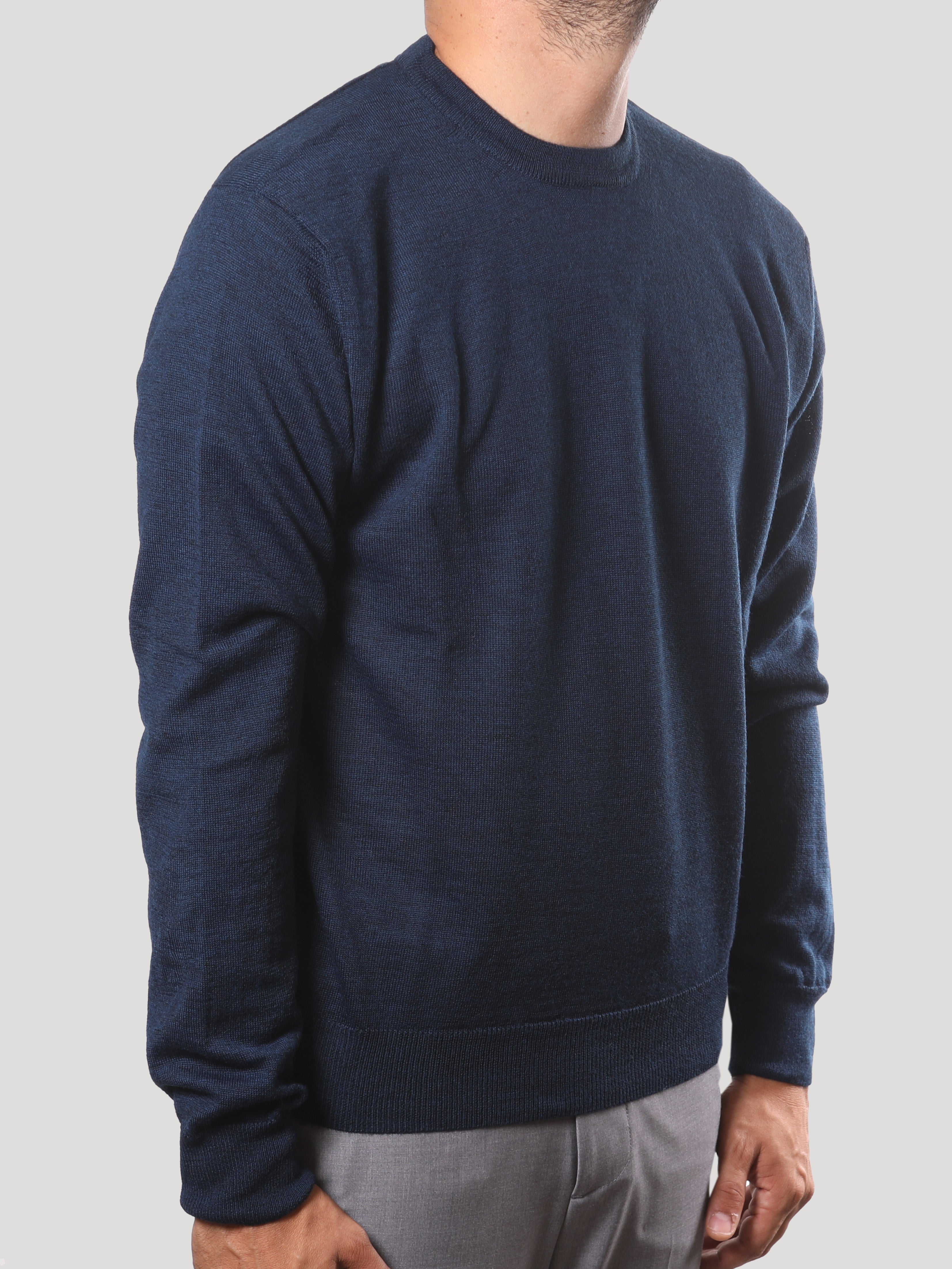 Maglione Girocollo 100% Lana Merinos Made in Italy Inchiostro
