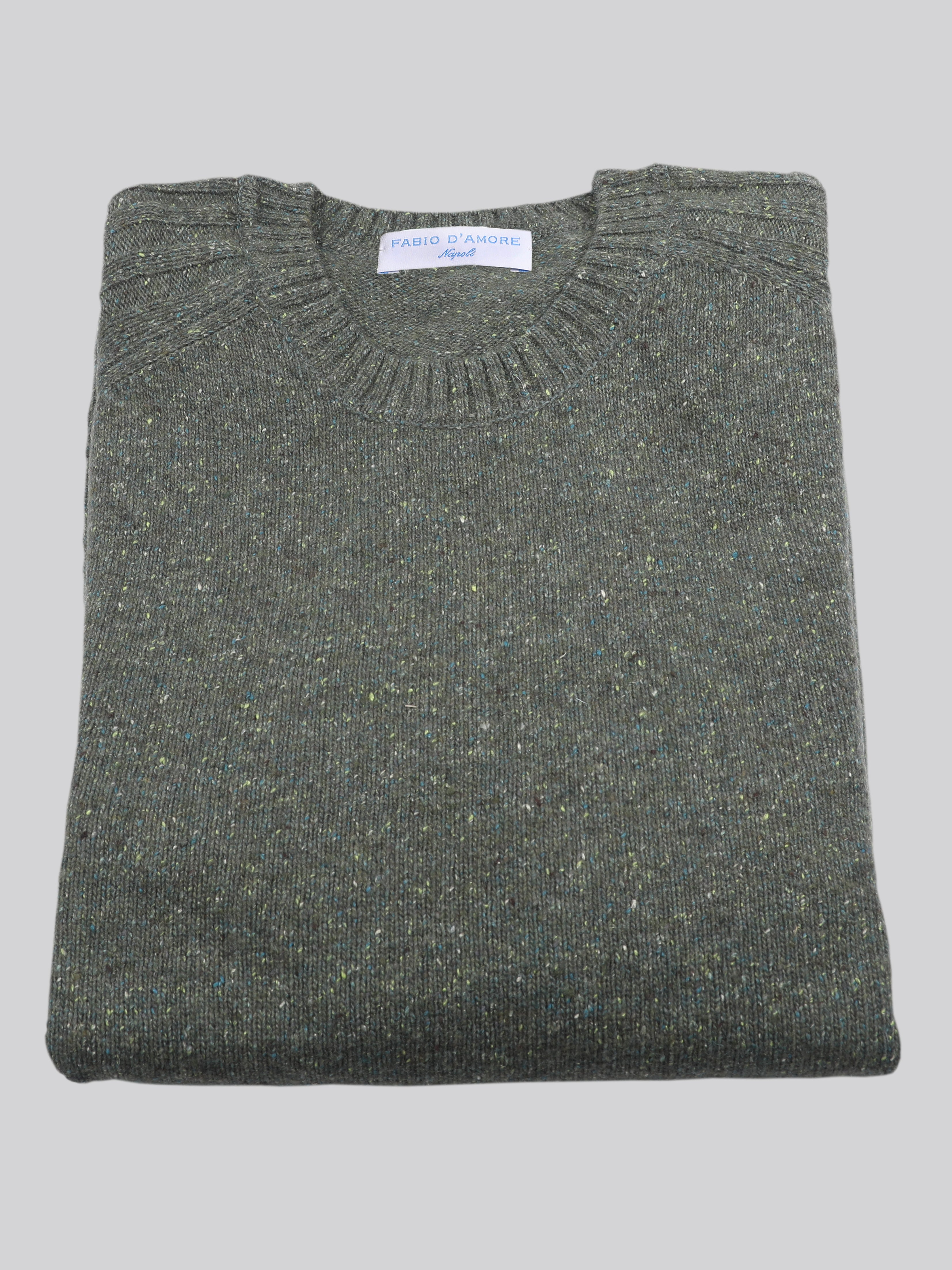 Maglione Girocollo in Lana Shetland Muschio 100% Made in Italy