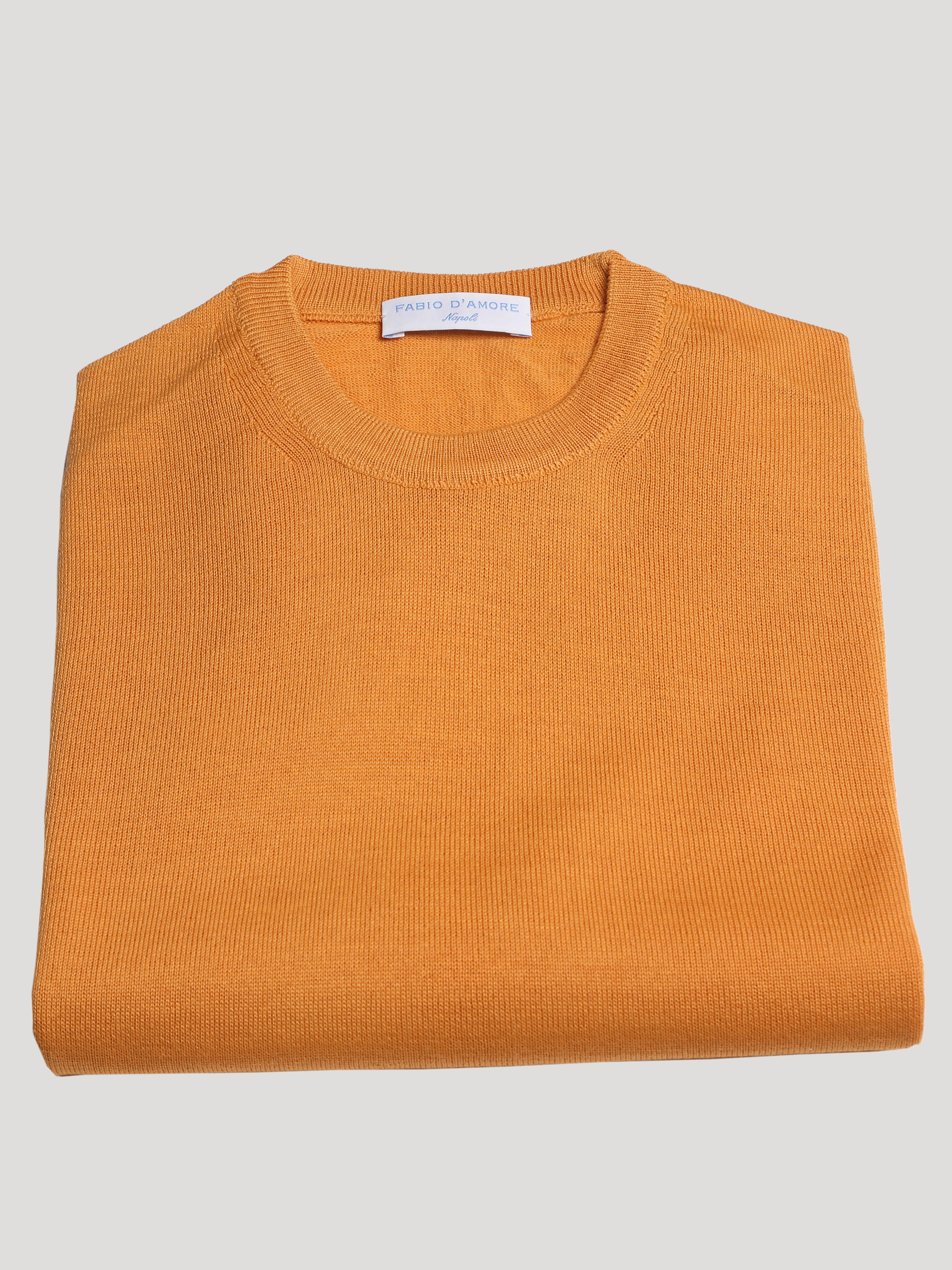Maglione Girocollo 100% Lana Merinos Made in Italy Ocra