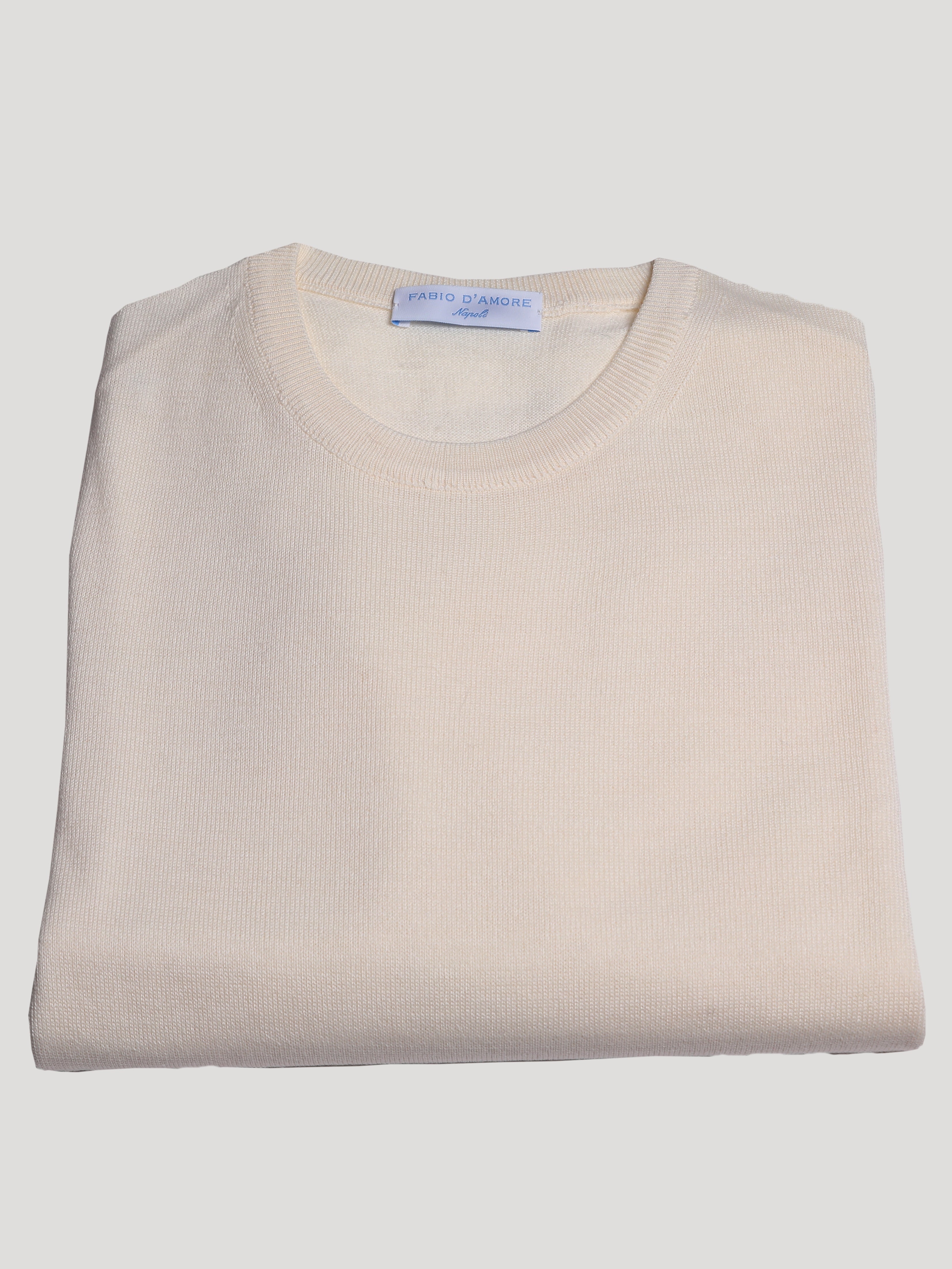 Maglione Girocollo 100% Lana Merinos Made in Italy Panna