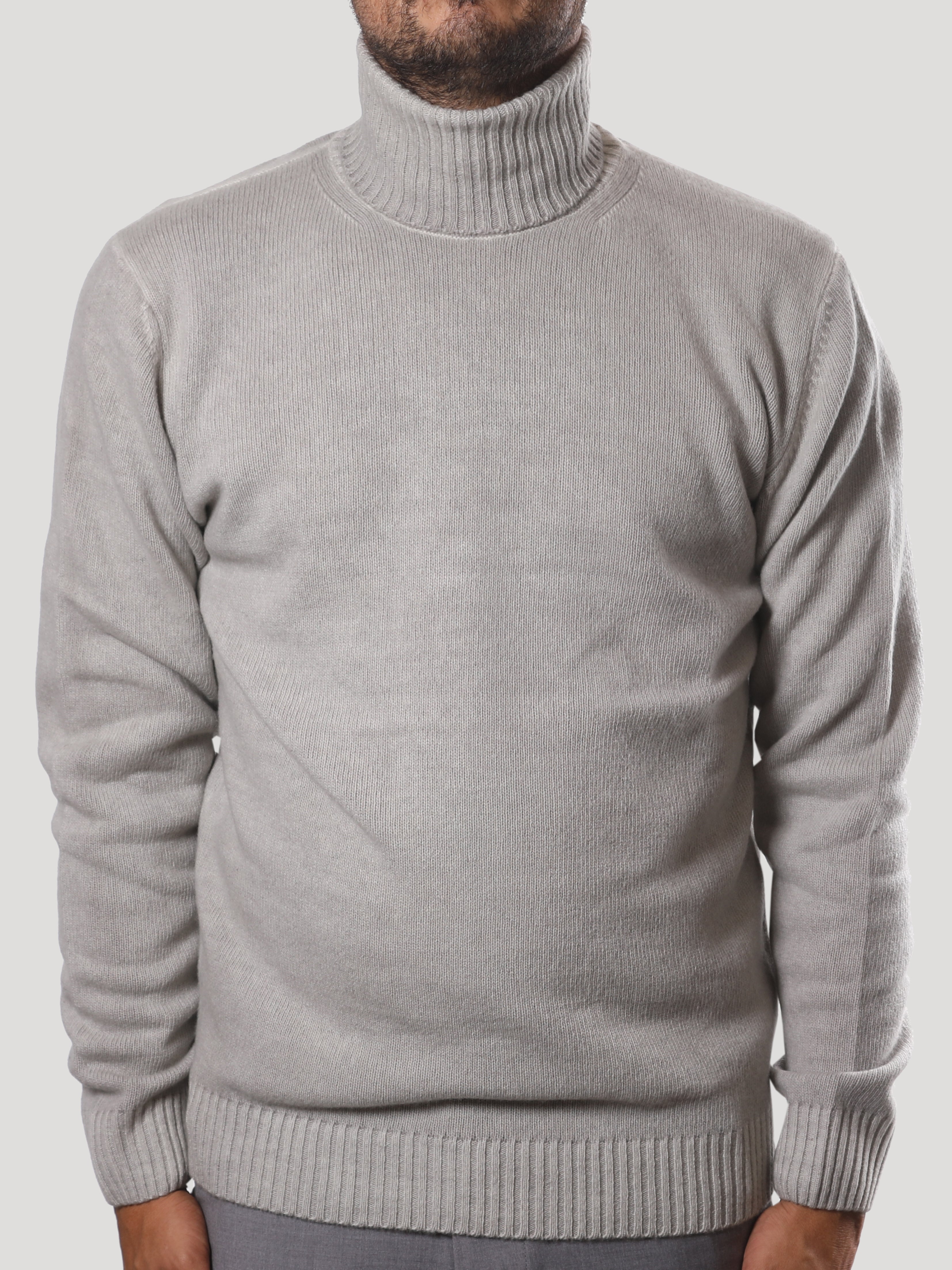 Maglione Collo Alto 100% Lana Made in Italy Perla