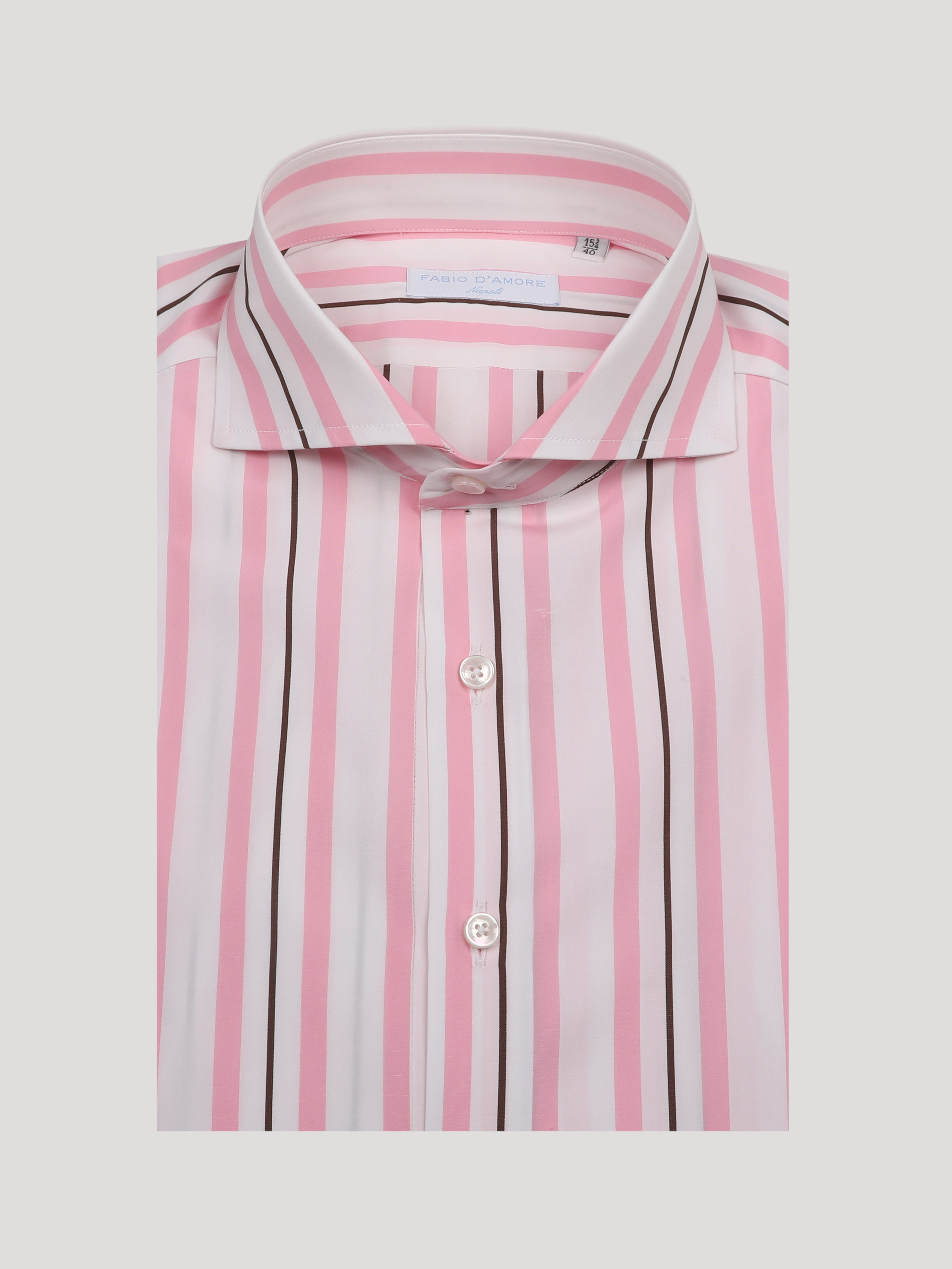 Camicia SLIM Sartoriale Collo Mezzo Francese Made In Italy Pink 100% Cotone Popeline 70 Compact
